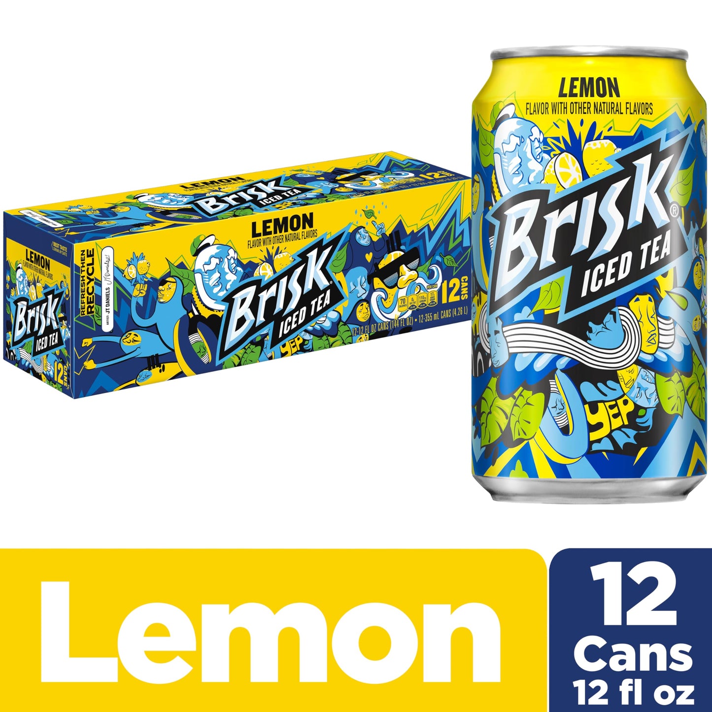 Lipton Brisk Lemon Iced Tea, 12 Fl Oz Cans, Pack of 12