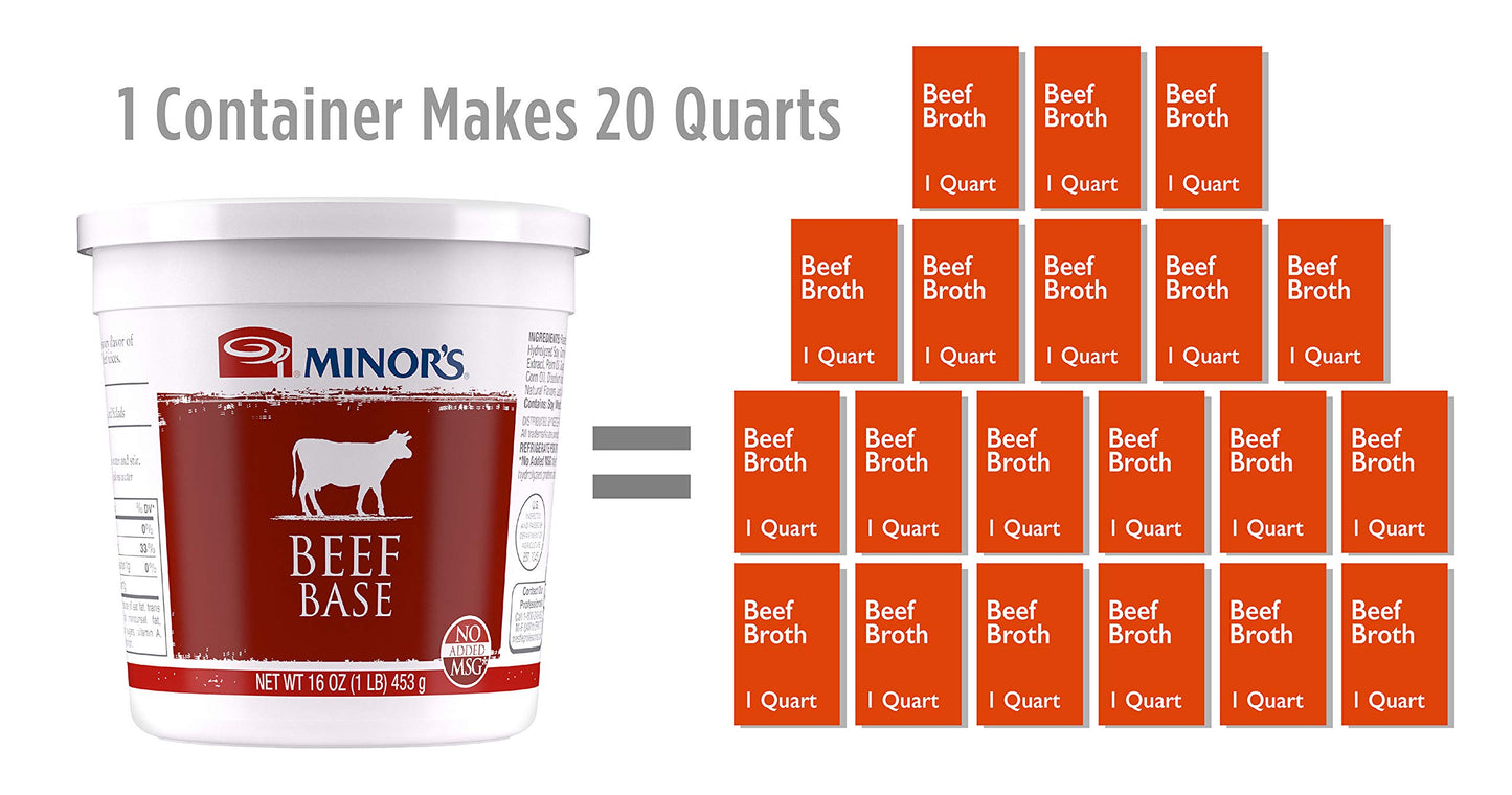 Minor s Beef Base, Great for Soup Broth and Sauces, 0 Grams Trans Fat, No Added MSG, 16 oz Tub