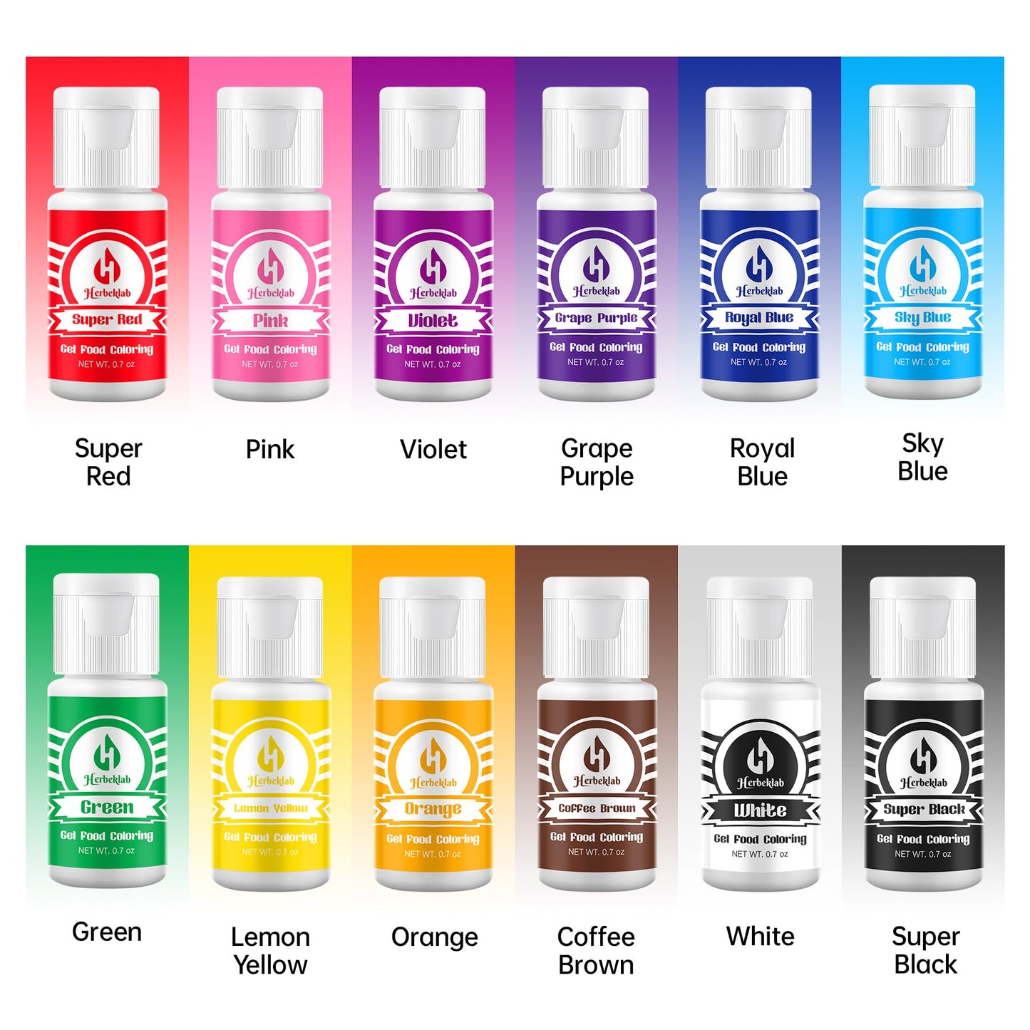 Gel Food Coloring 12 Colors X 0.7 Oz Concentrated Gel Based Food Dye Vibrant Icing Colors Neon Edible Food Color For Icing Bakin