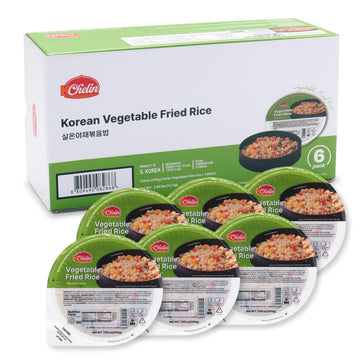 [KCHELIN] Microwaveable Korean Vegetable Fried Rice (Pack of 6), Korean Food, Instant, Quick & Delicious, Shelf- Stable, On-the-