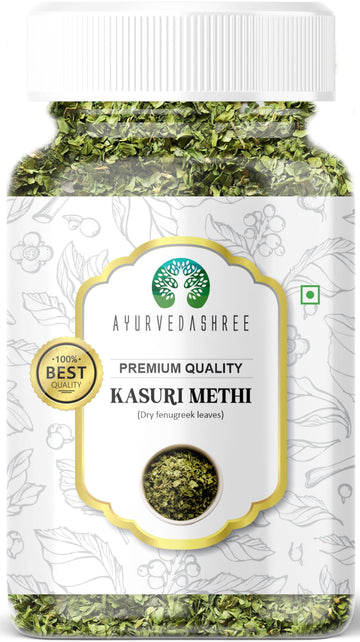 AYURVEDASHREE Fenugreek Leaves Dried (Kasoori Methi) 25gm PET Jar ~ All Natural | Vegan | NON-GMO | Indian Origin | Dried Herb F