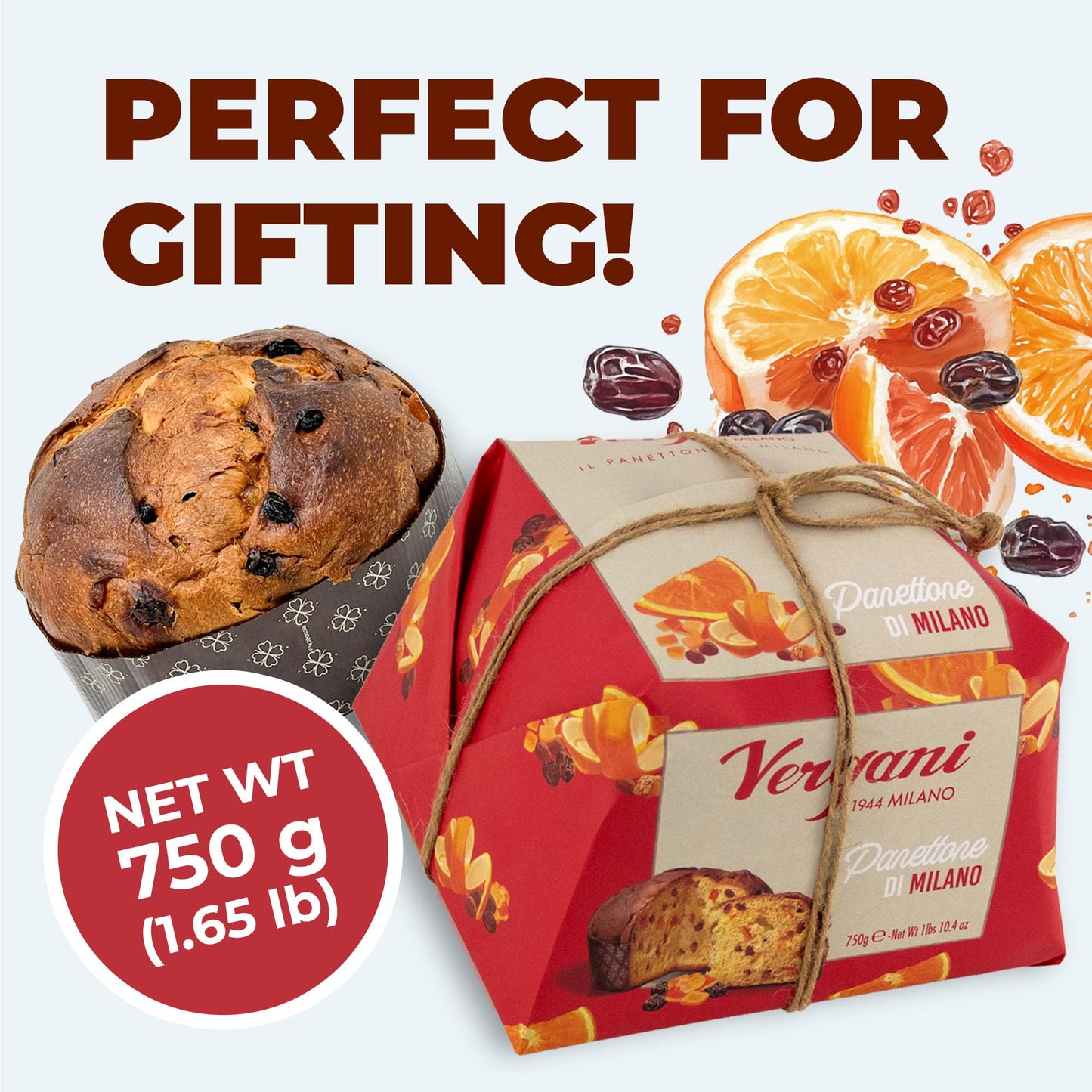 Vergani Classic Panettone, Pack Of 6 - Artisan Holiday Bread, Festive Dessert, Enhanced Gift, Traditional Baked Loaf - 750G (1.65 Lb) X6