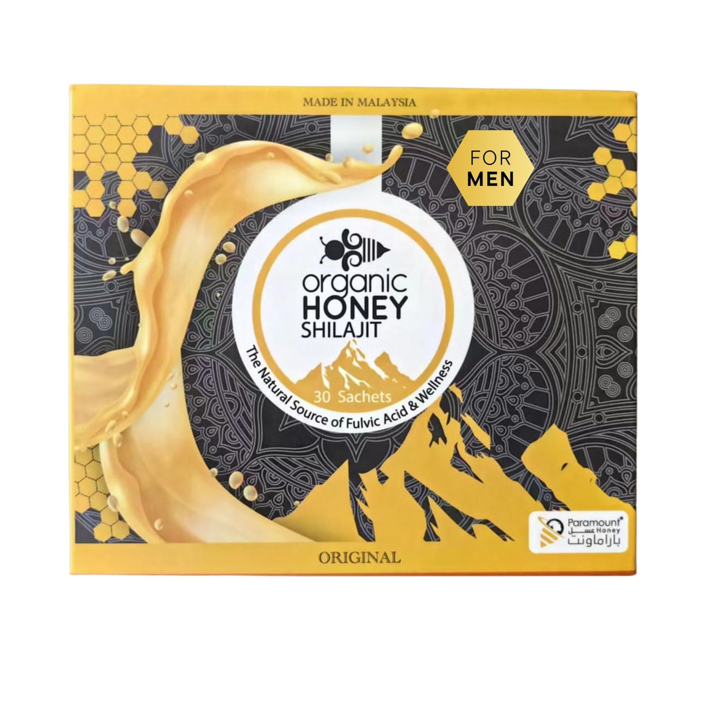Paramount Organic Honey with Shilajit - Pure & Natural Jelly, Honey Bee Pollen (Large Pack of 30 Sachets 10Gram Each)