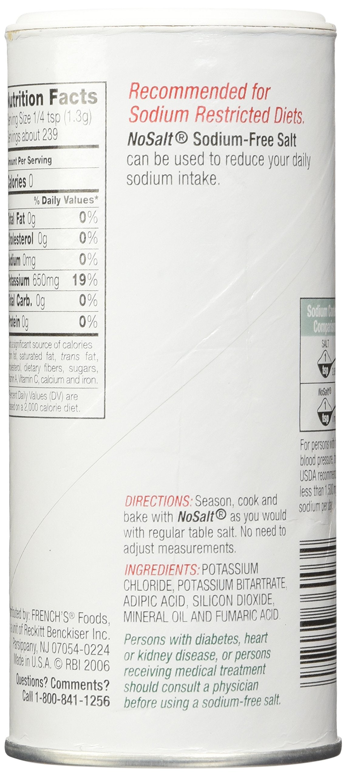 NoSalt Original Sodium-Free Salt Alternative 11 Ounce (Pack of 2)