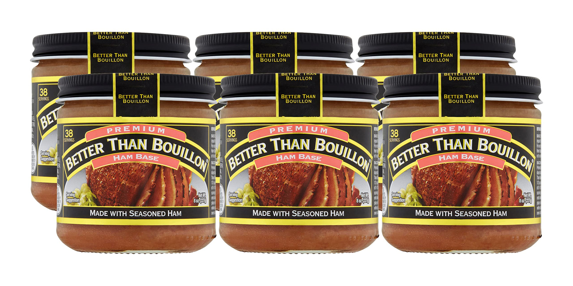 Better Than Bouillon Premium Ham Base, 8-Ounce Jar, Pack of 6, Blendable Flavor Enhancer