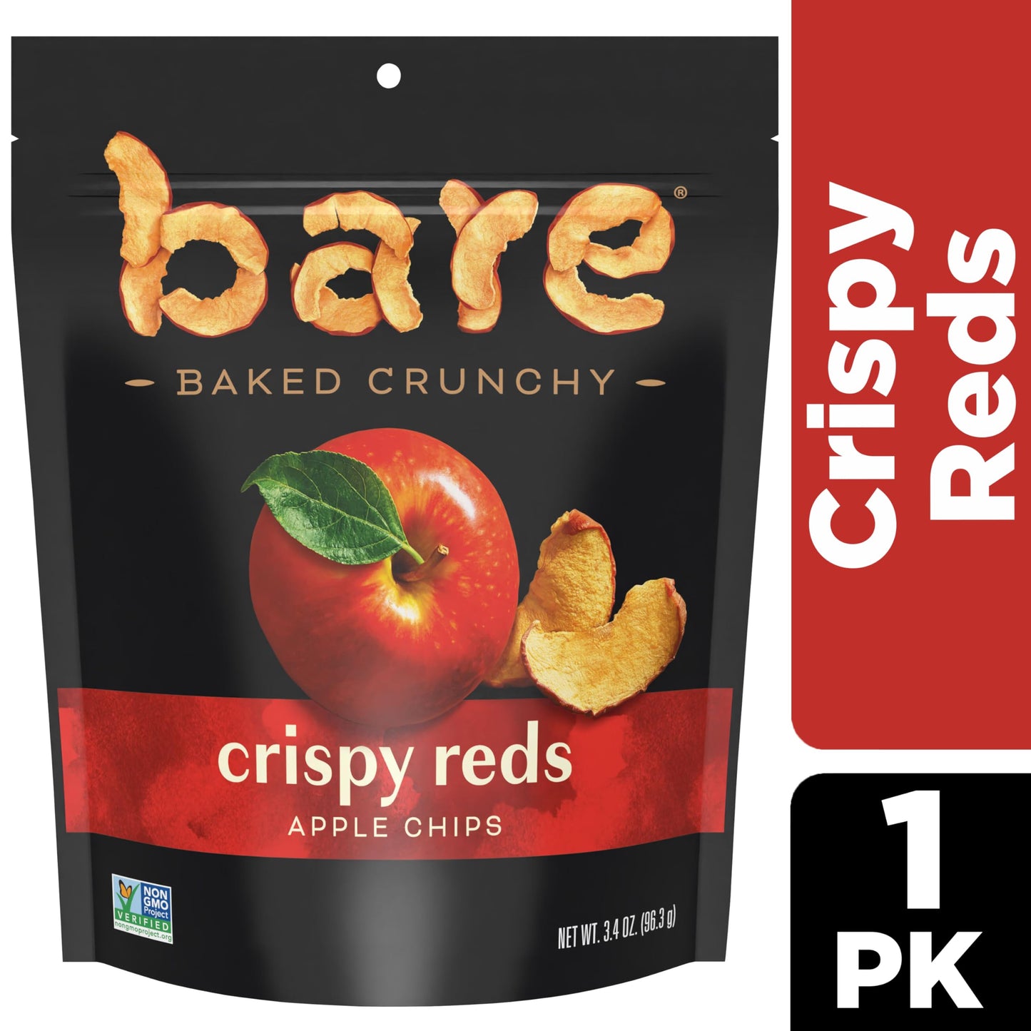 Bare Baked Crunchy Apple Chips, Fujis & Reds, 3.4Oz Bag