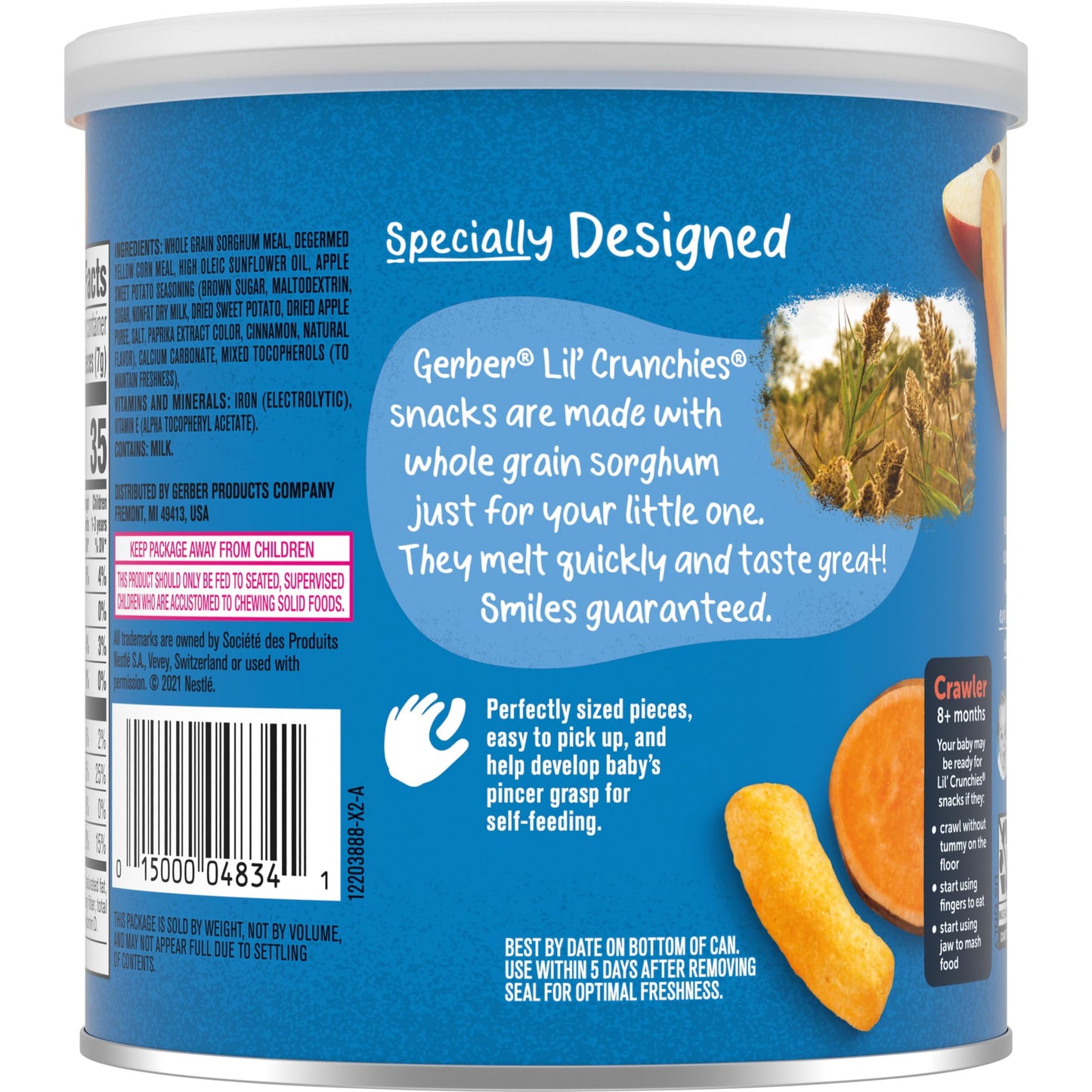Gerber Snacks For Baby Lil Crunchies Apple Sweet Potato Puffs, 1.48 Oz (6 Pack)
