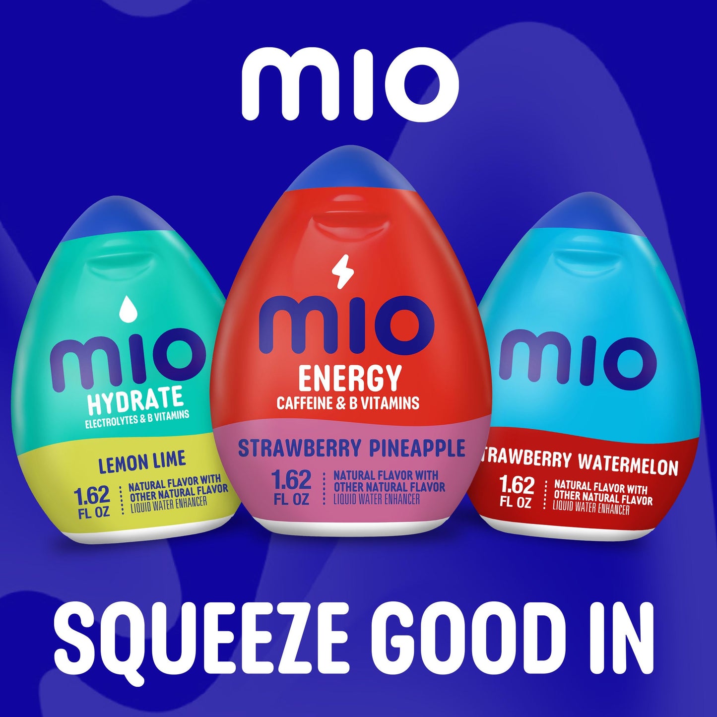Mio Energy Water Enhancer Variety Pack, 1.62 Fl Oz, 4 Flavors (Tropical Fusion, Strawberry Pineapple, Black Cherry, Green Thunder) With Caffeine And B-Vitamins, Zero Sugar