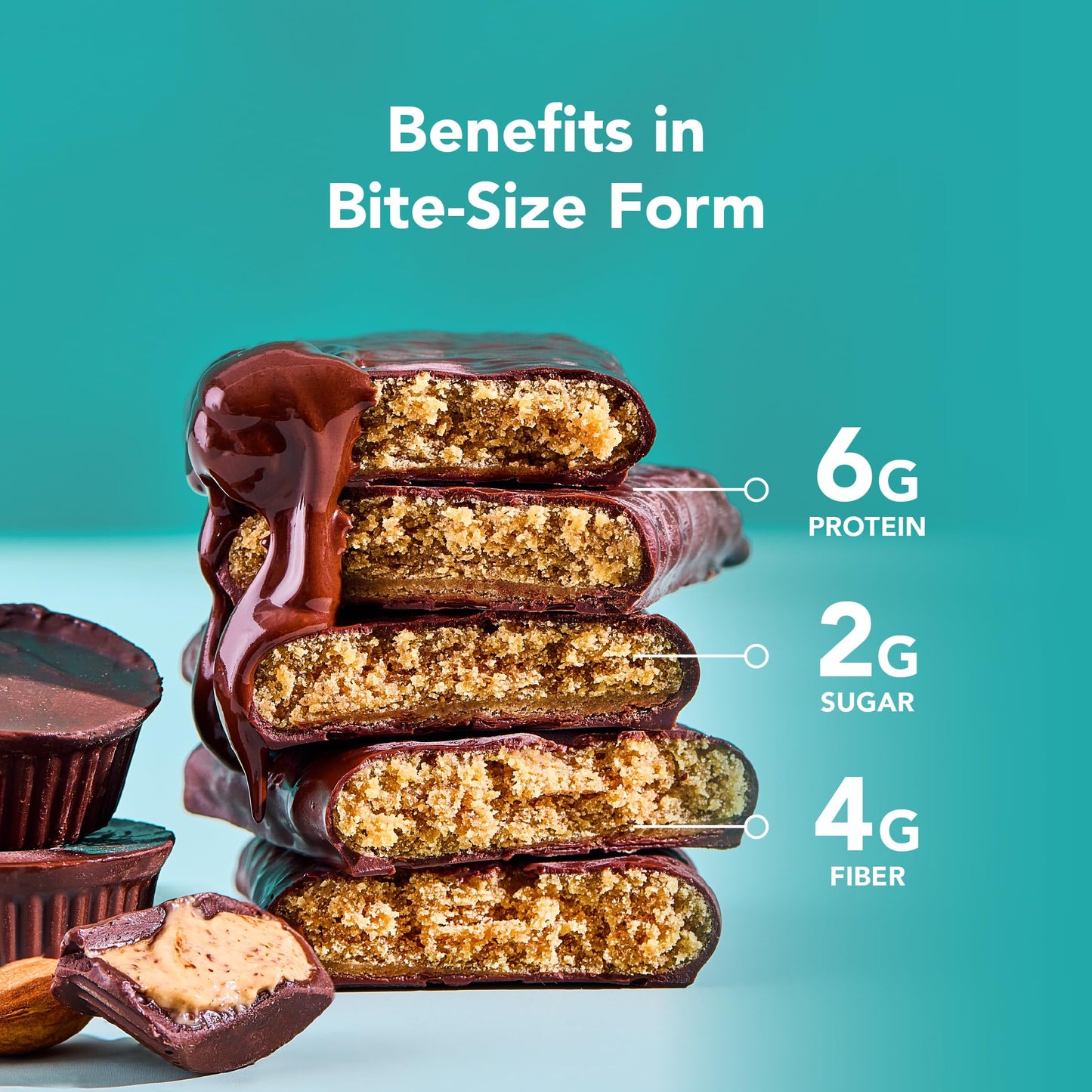 ALOHA Organic Plant Based Protein Bar MINIS - Almond Butter Cup, Vegan, Low Sugar, Gluten Free, 20 Count