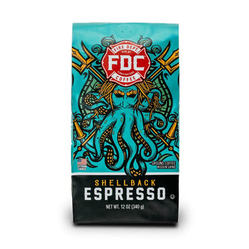 Fire Department Coffee - Gives Back To Firefighters - Bold & Smooth Shellback Espresso Ground Coffee - Roasted In The Usa - Hand