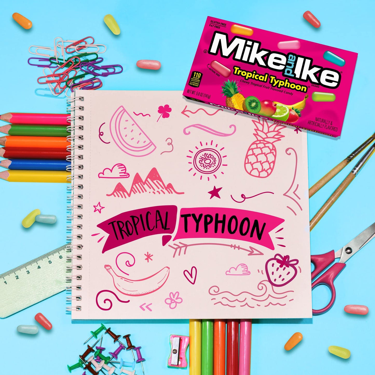 Mike and Ike Pleasure Pack Bundle: (6) 5oz Boxes, (2) Berry Blast, (2) Original Fruits, (2) Tropical Typhoon