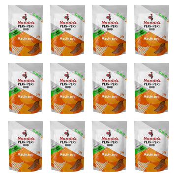 Nandos Peri-Peri Medium Dry Rub - Bbq Seasoning Instant Flavor With A Blend Of Garlic, Herbs And Spices With Peri-Peri 25G Bags (12Pk)