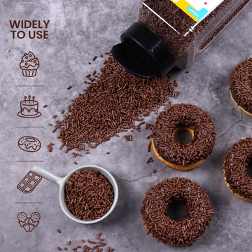 Chocolate Sprinkles, 1.32Lb Bulk Chocolate Jimmies Sprinkles For Cake Decorating, Edible Sprinkles For Cupcake Toppers Ice Cream