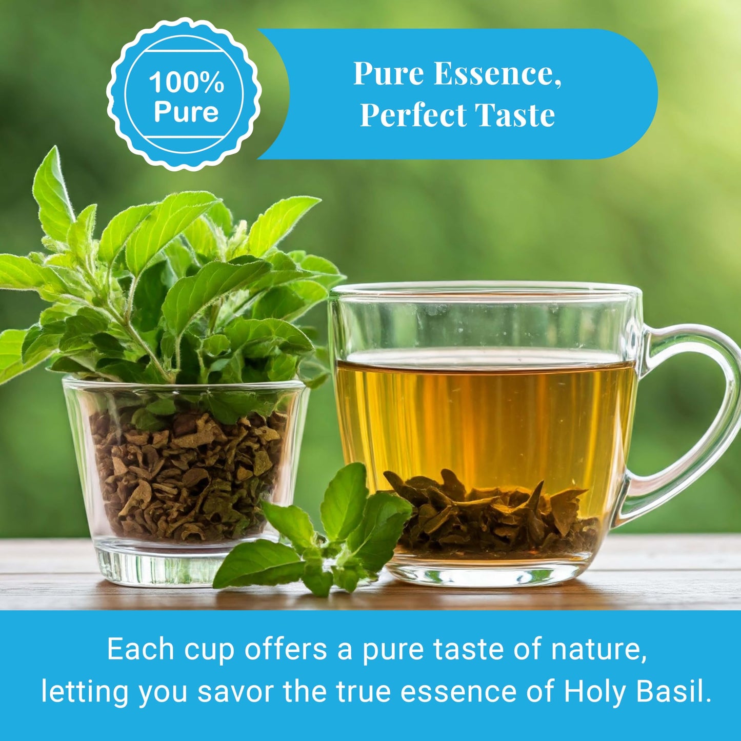 Akshit Organic Tulsi Basil Tea, Dried Leaves, Caffeine-Free, Non-GMO, Pack of 2, 5.2oz (150g)