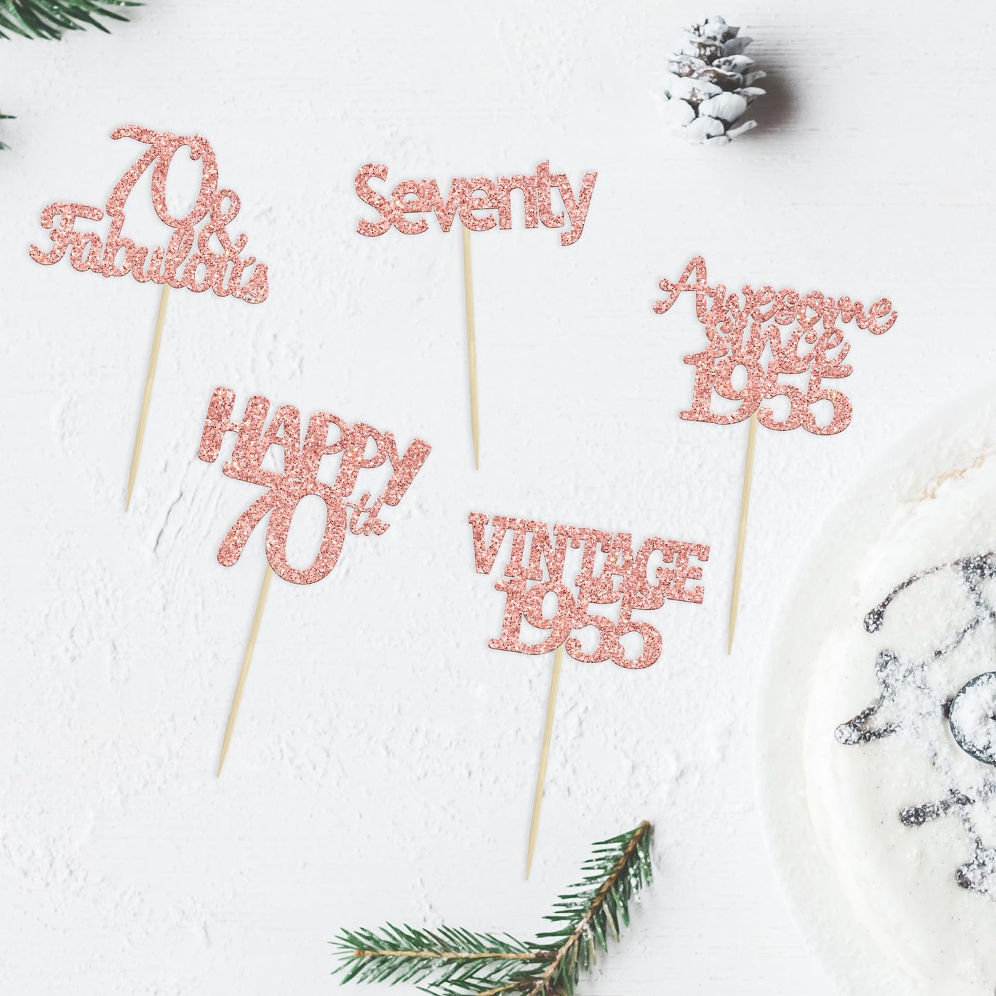 Gyufise 30Pcs Rose Gold Vintage 1953 Cupcake Toppers 70Th Birthday Cupcake Toppers Awesome Since 1953 Hello 70 Cake Topper Seven