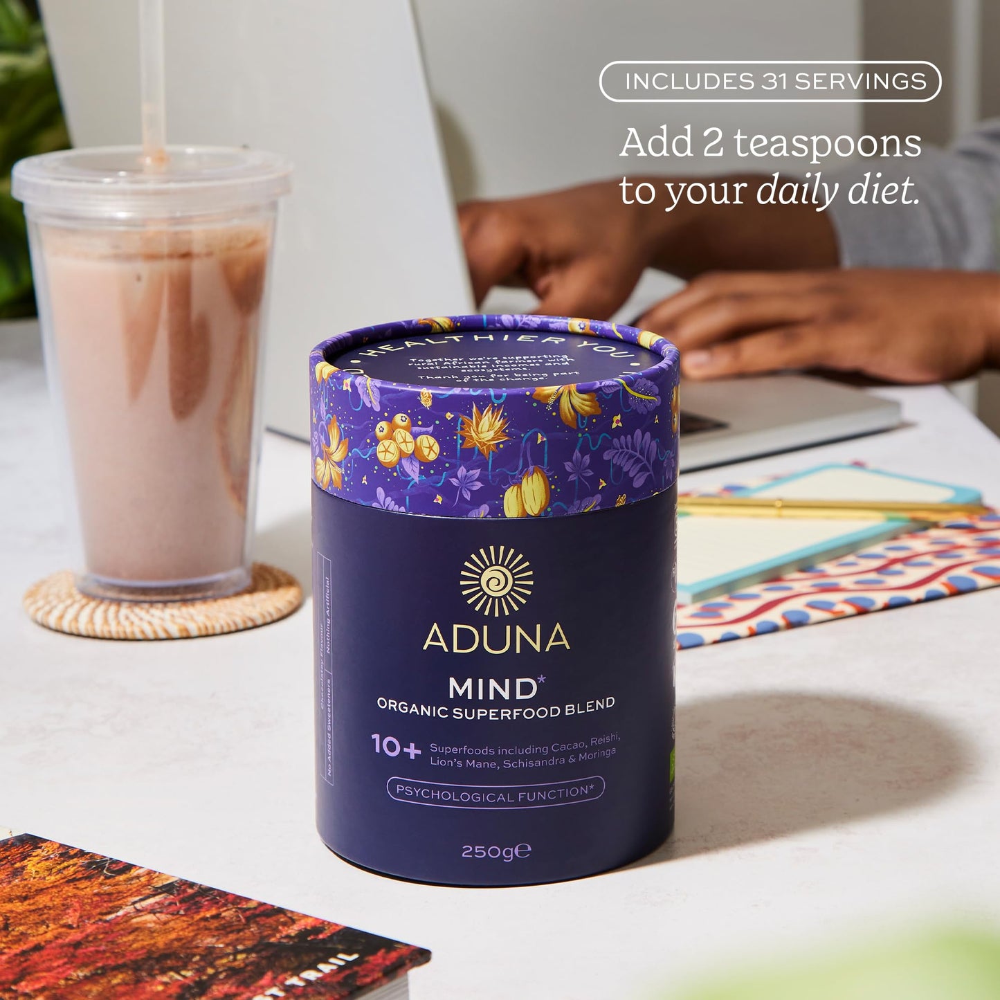 Aduna Organic Mind Superfood Blend | 100% Natural Stir-in Blend With 10+ Superfoods for Focus, Calm & Mental Clarity | Vegan Pow