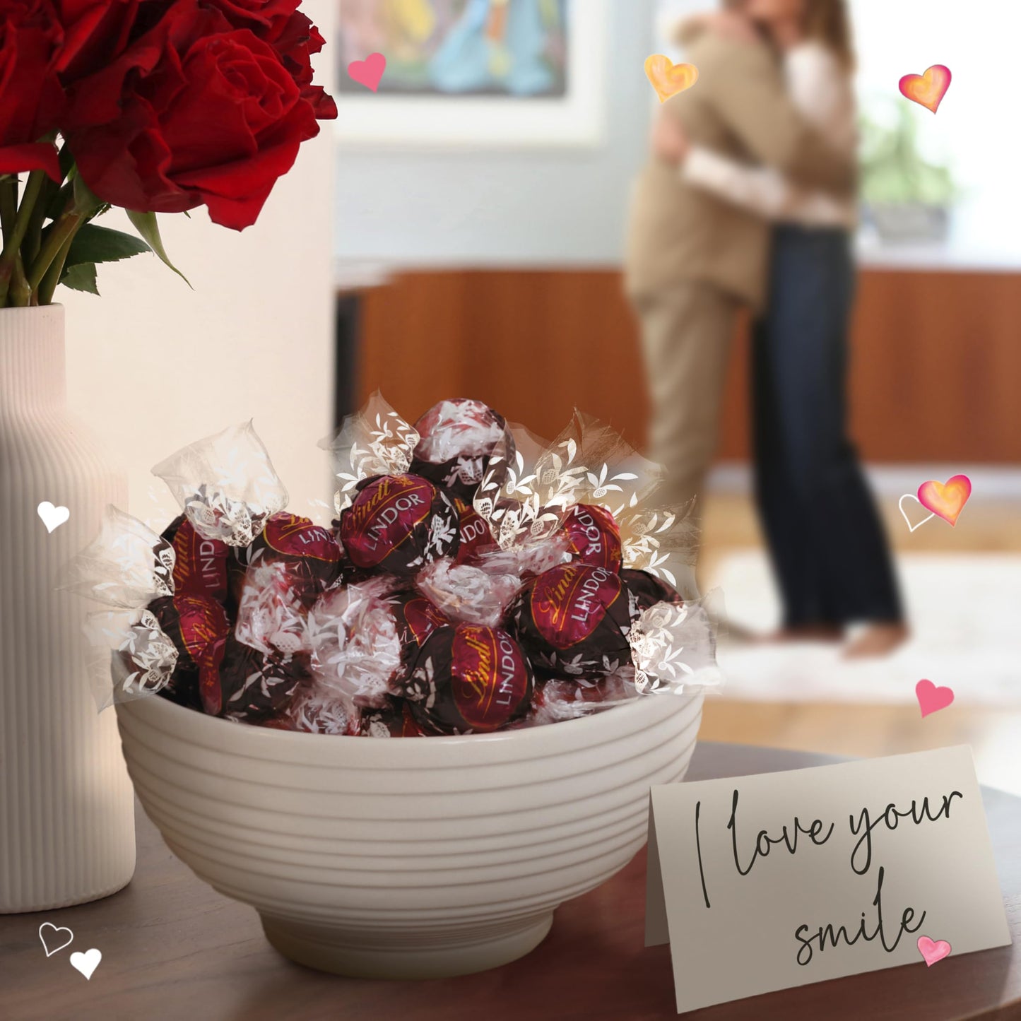 Lindt LINDOR Strawberry Dark Chocolate Truffles, 15.2 oz Bag, Dark Brown & Light Pink/White, Smooth Melting Center