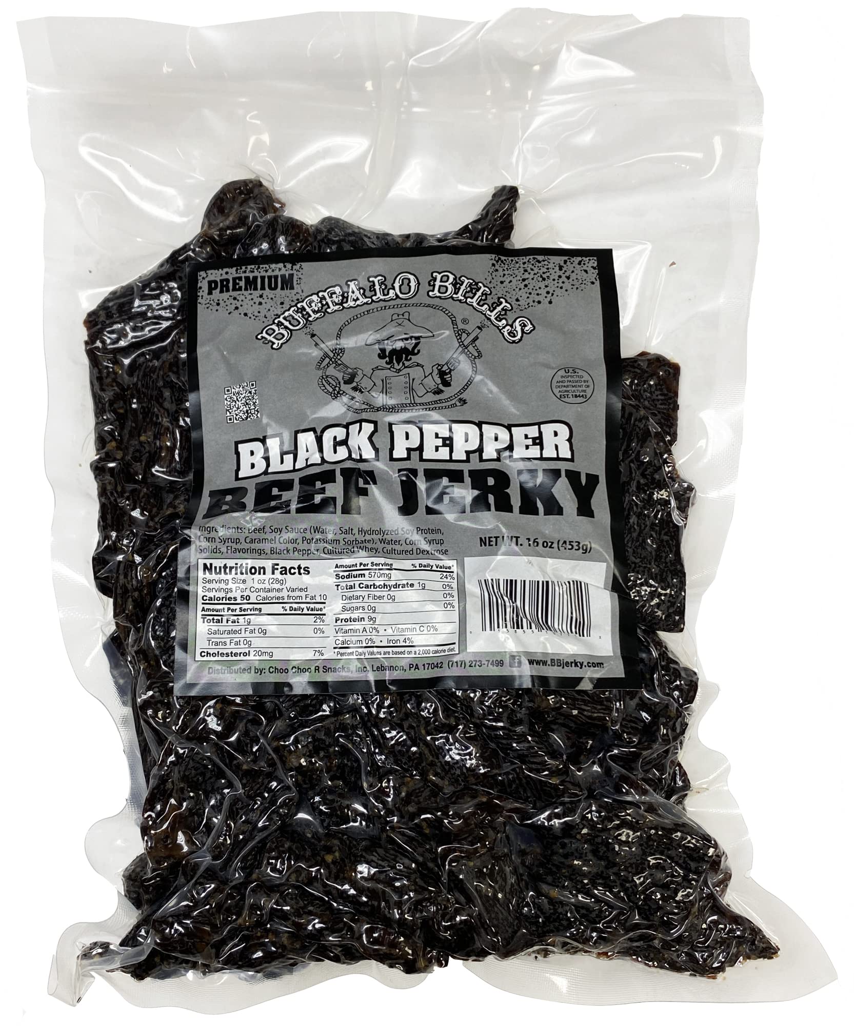 Buffalo Bills Beef Jerky Pieces, Smoked Black Pepper, 16oz (Pack of 1)