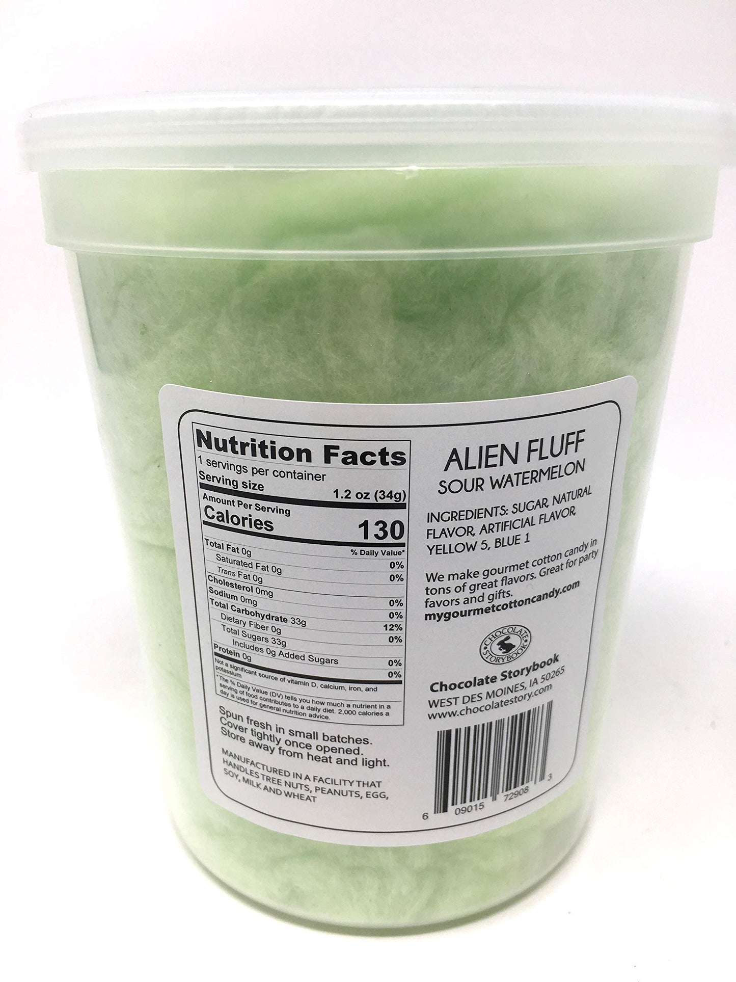 Alien Fluff Sour Watermelon Gourmet Flavored Cotton Candy - Unique Idea For Holidays, Birthdays, Gag Gifts, Party Favors