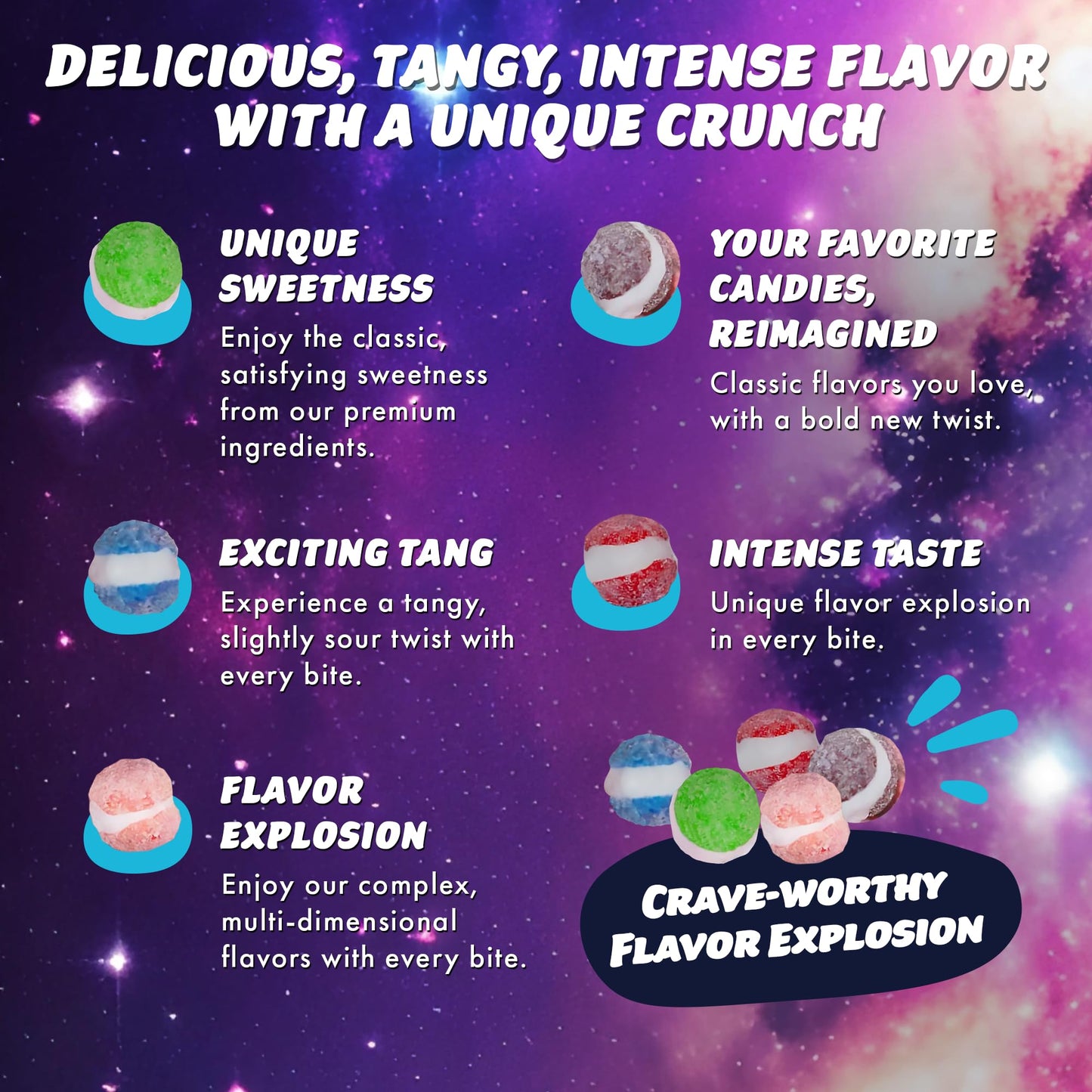 Cosmic Freeze Berry Sour Starz Dried Candy, Crunchy Dry Candy For Mix-In Snacks Dried, Gluten-Free, Made In Usa, 2.4 Oz, 3-Pack