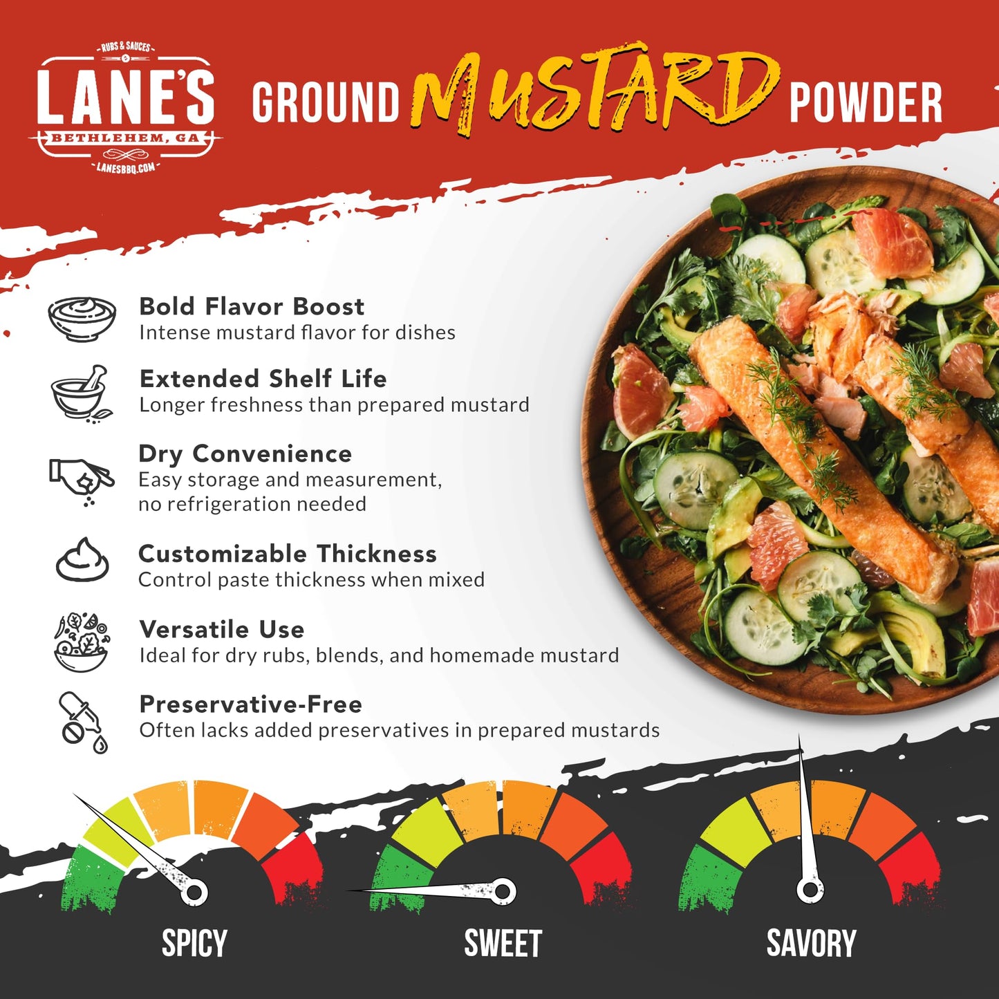 Lane'S Ground Mustard Powder, All-Natural Ground Dry Mustard Powder, Perfect For Meats, Fish & Sauces Ground Mustard Seed Powder