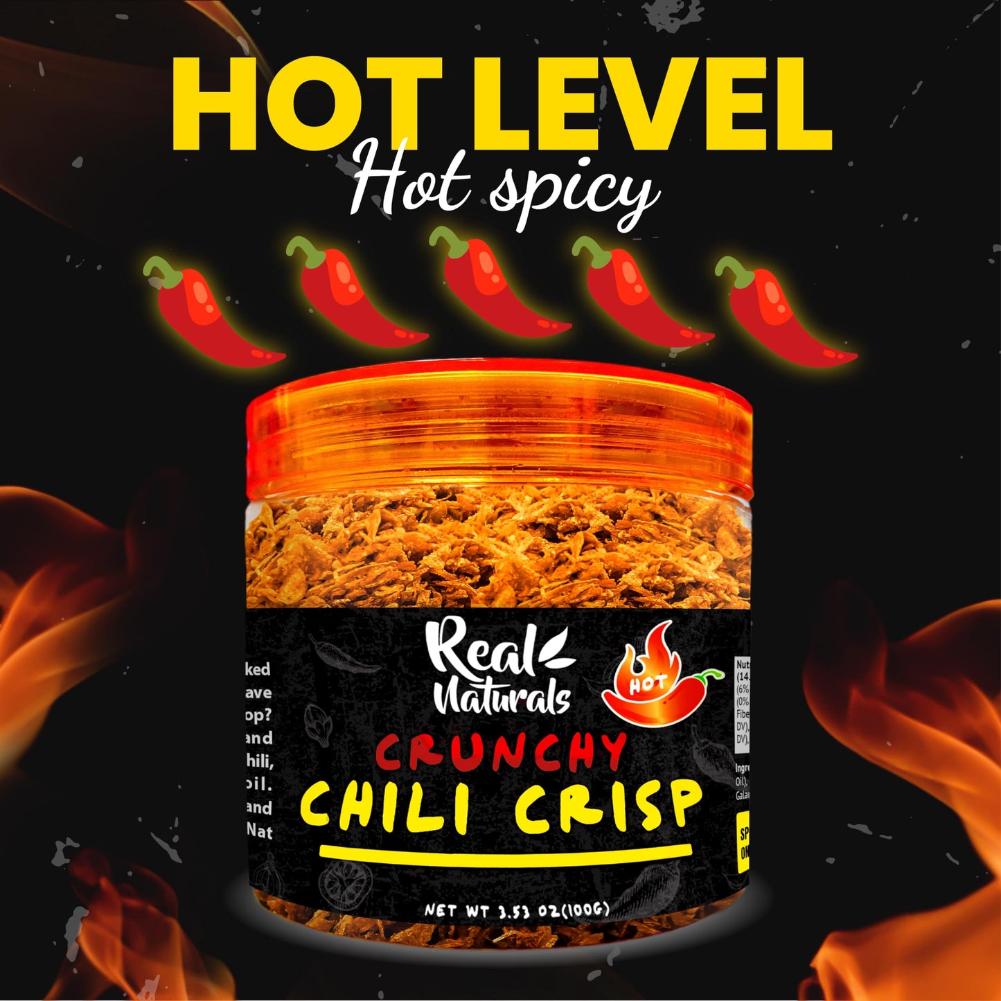 Chili Crisp No-Floating Oil (Extra Hot) Spicy Chilli Crisp Crunch. Crispy Garlic & Onion ''No-Oil'' Chili Oil Crisp By Real Natu