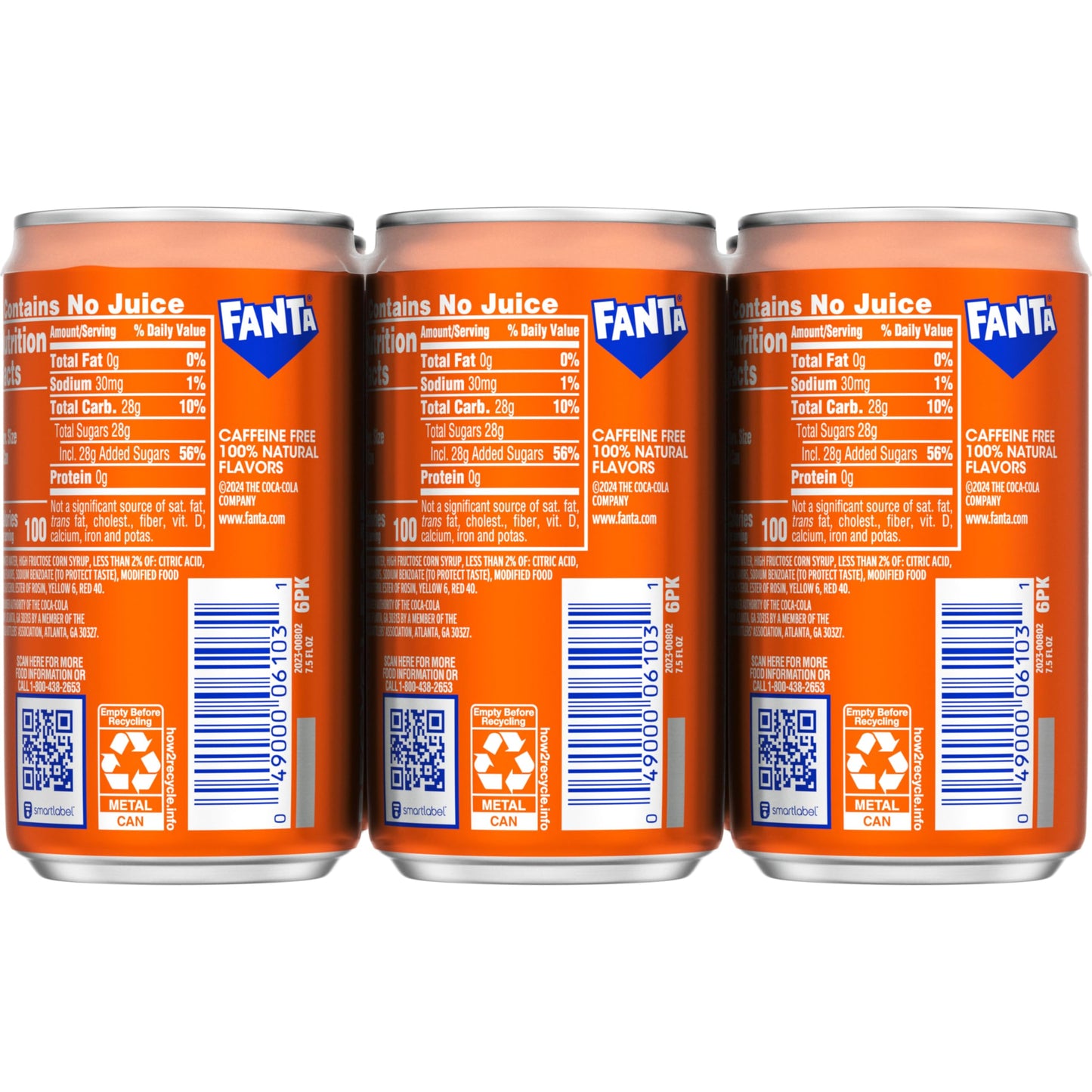 Fanta Mini Cans 6 Pack - 7.5 oz - Refreshing Carbonated Beverage
