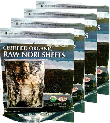 Raw Organic Nori 200 qty Sheets Pack - Certified Vegan, Raw, Kosher Sushi Wrap Papers - Premium Unheated, Dried Un Cooked, Un- T