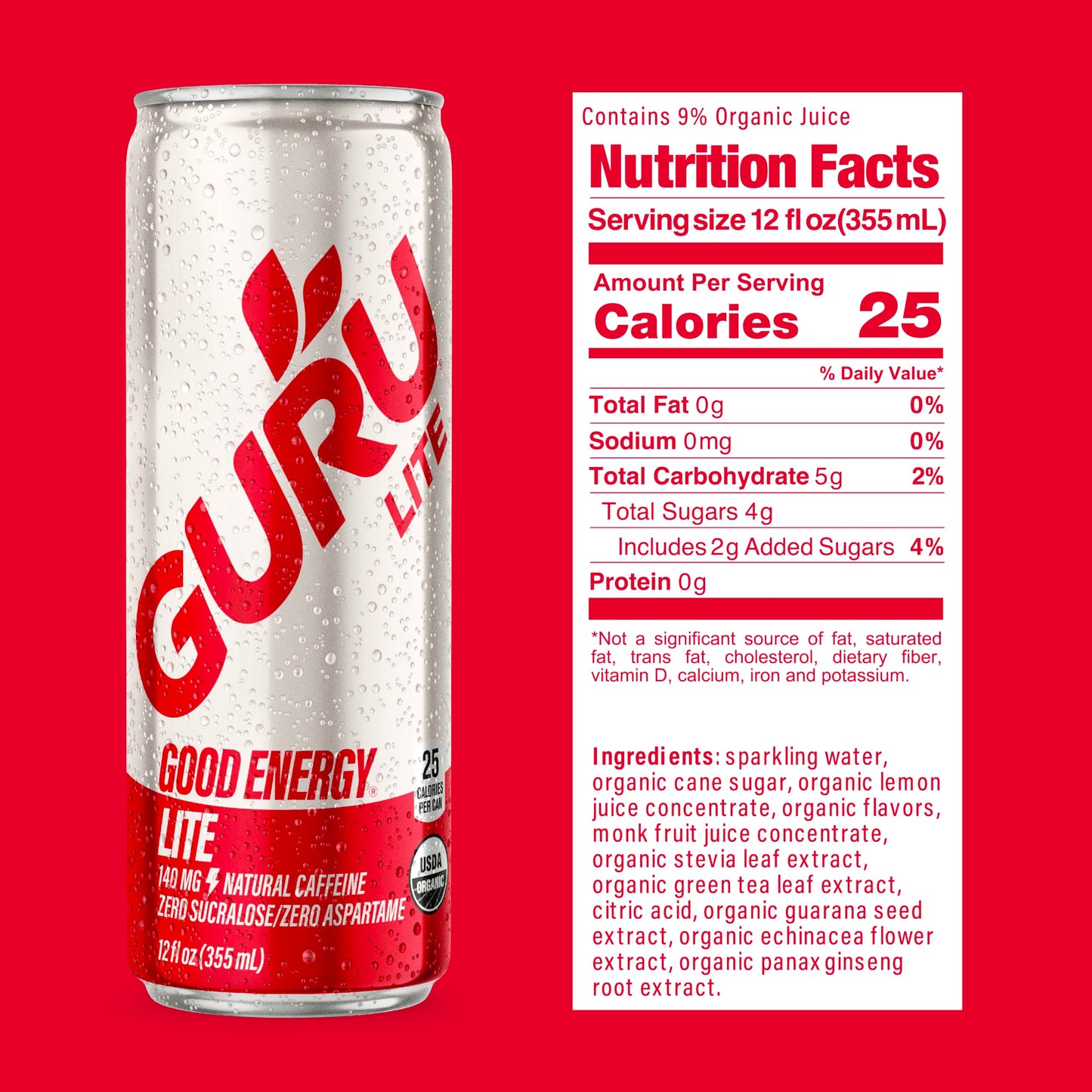 GURU Organic Energy Drinks Variety Pack, Plant-Based Caffeine, Gluten Free, Vegan, 12 Fl Oz (Pack of 12)