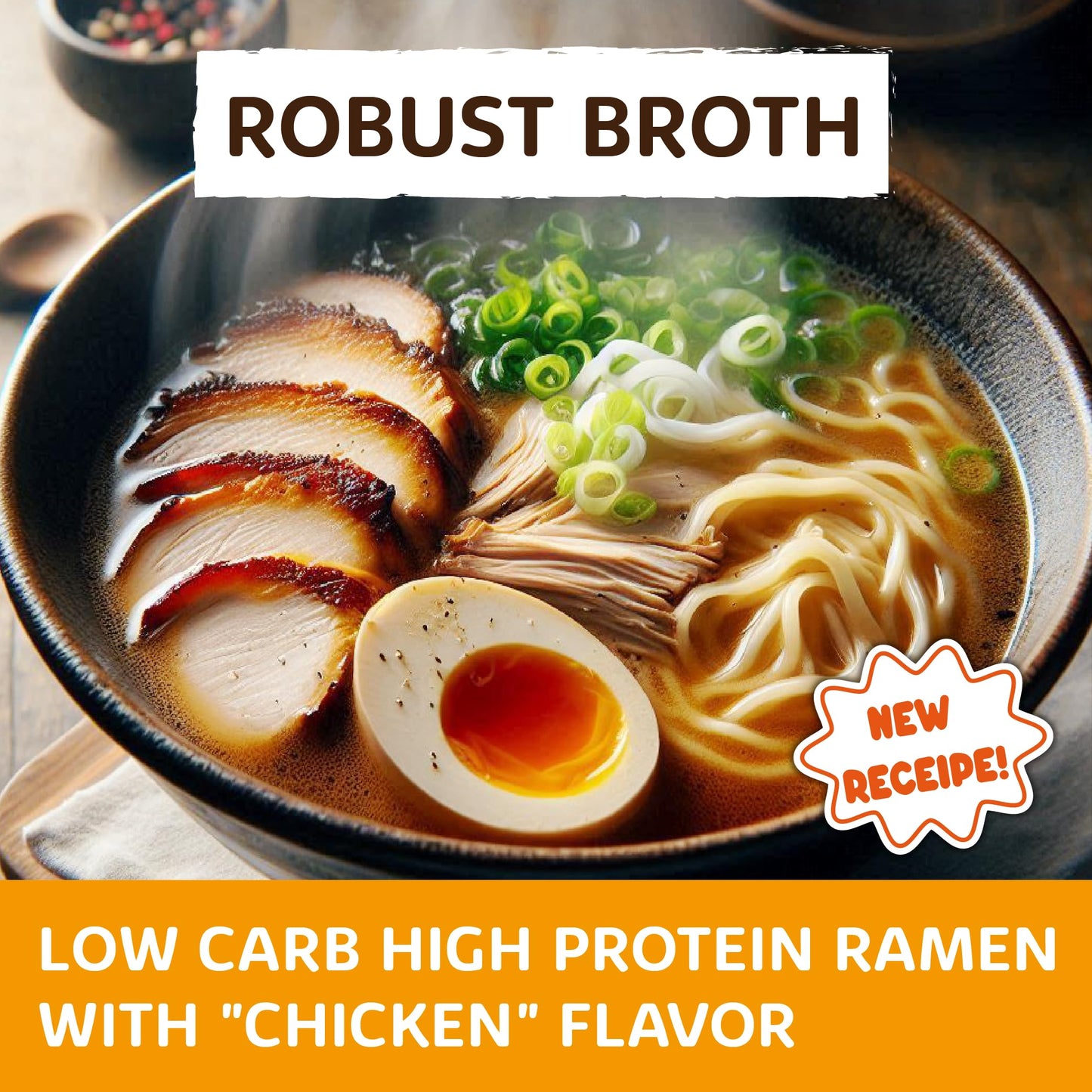 Keto Naturals Low Carb Ramen Noodles, Chicken Flavor, 6 Packs, 4g Carbs, High Protein, Plant-Based, 3.13oz Each