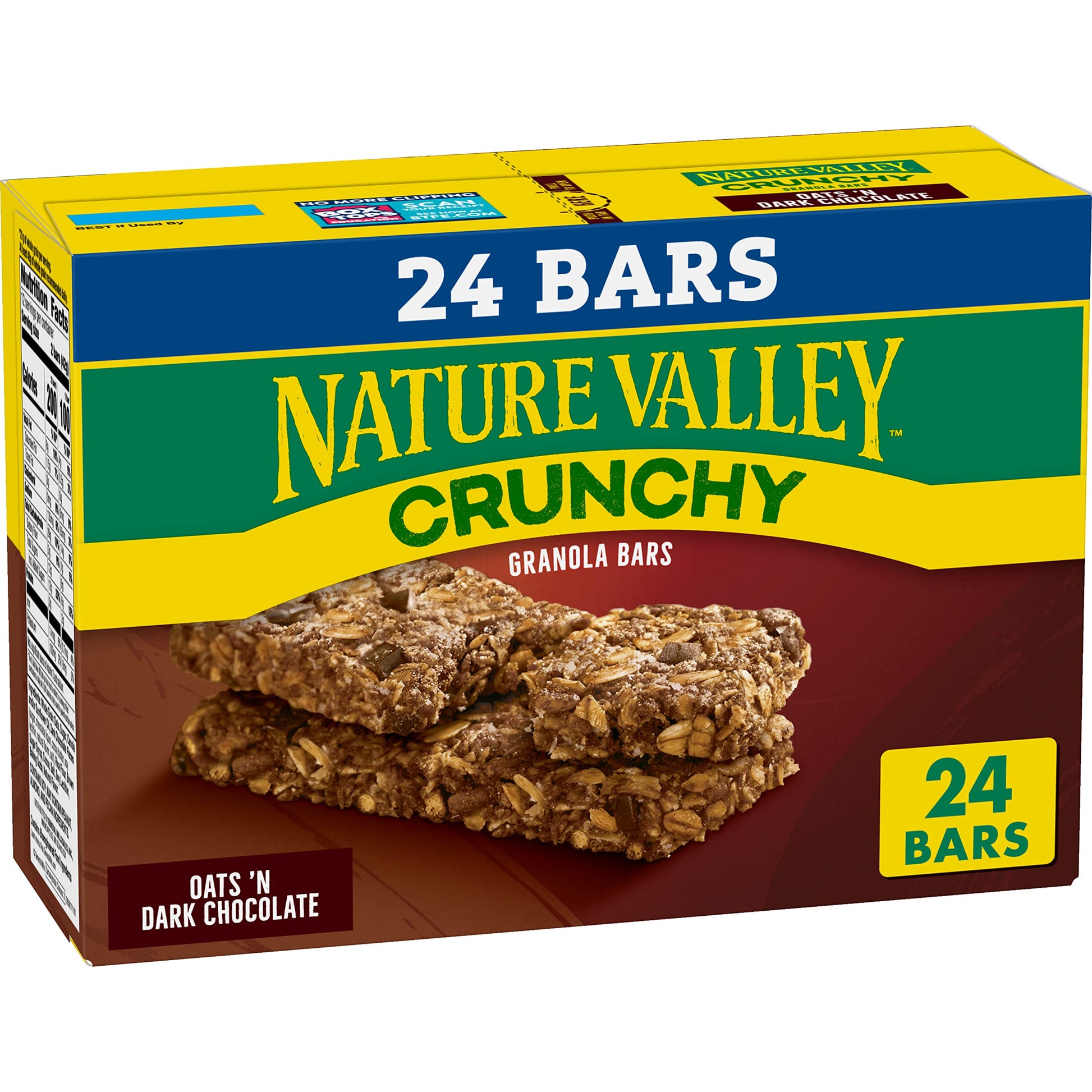 Nature Valley Crunchy Granola Bars, Oats 'N Dark Chocolate, 24 Bars, 17.88 Oz (12 Pouches)