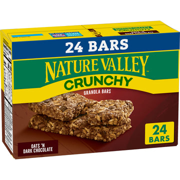 Nature Valley Crunchy Granola Bars, Oats 'N Dark Chocolate, 24 Bars, 17.88 Oz (12 Pouches)