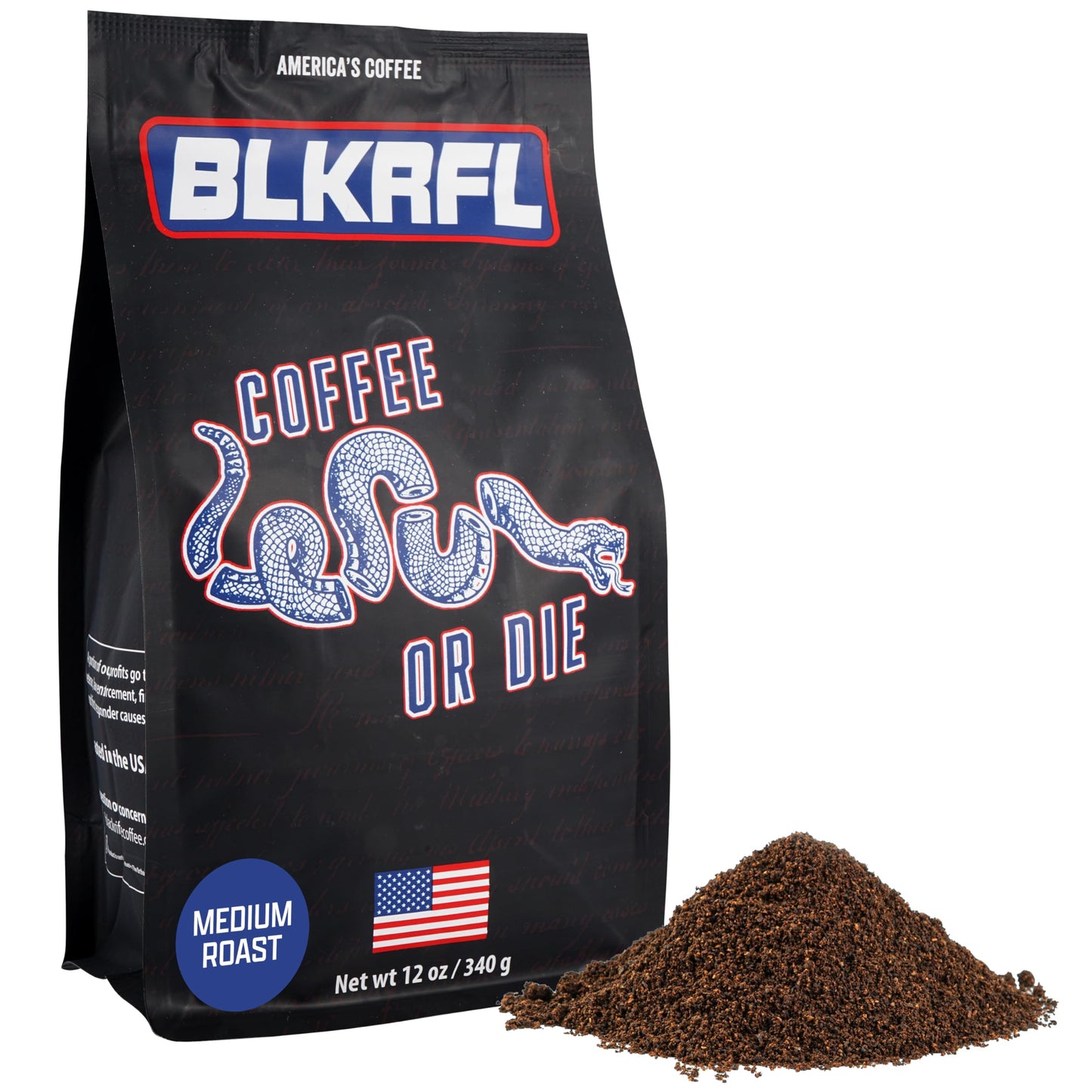 Black   Coffee Company Ground Coffee, Medium Roast, 12oz Bag, Roasted Blend from Arabica Beans, Colombian & Brazilian