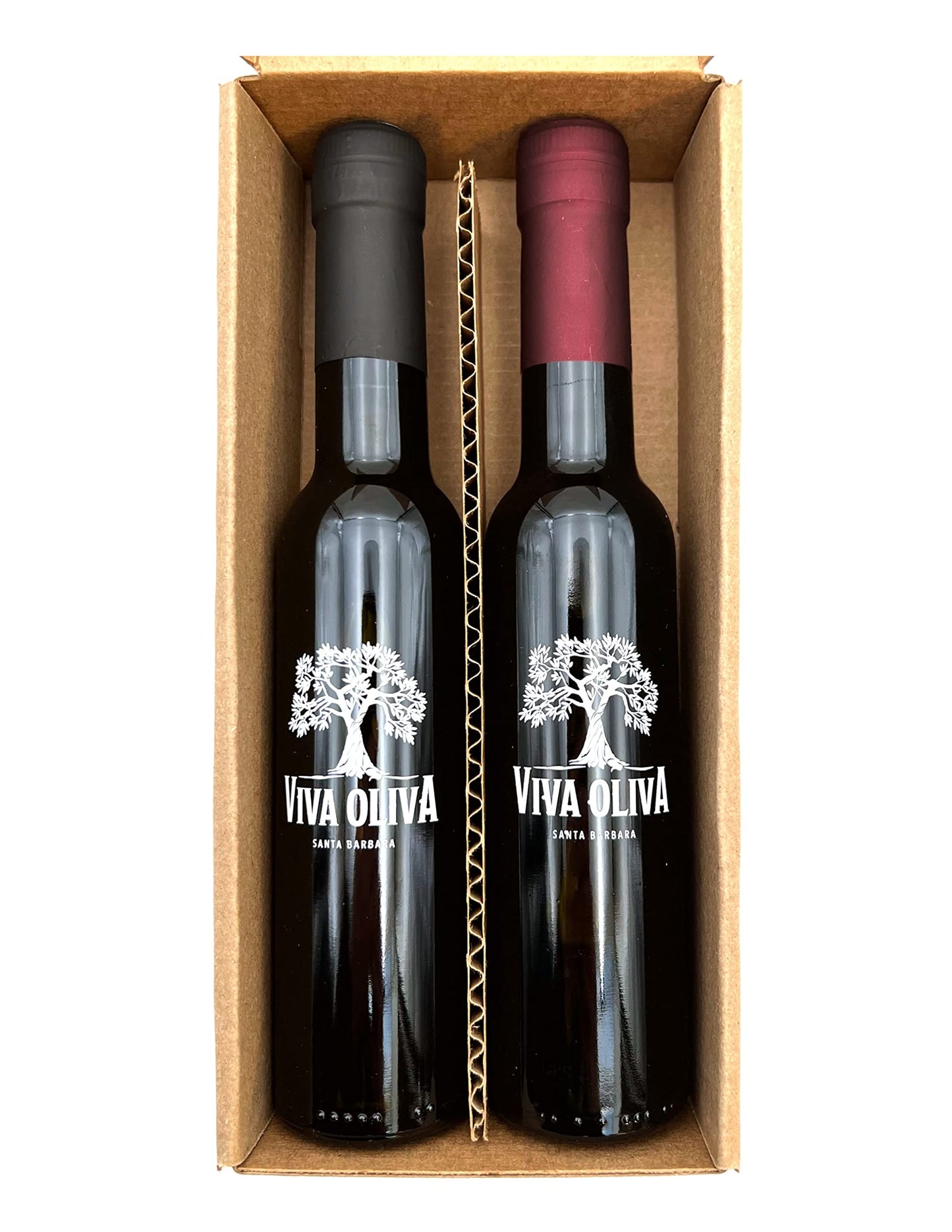 Viva Oliva Two 200Ml (6.8Oz) Variety Gift Set - Basil Infused Olive Oil And Black Mission Fig Dark Balsamic Vinegar Made - Enhanced Quality - 100% Natural