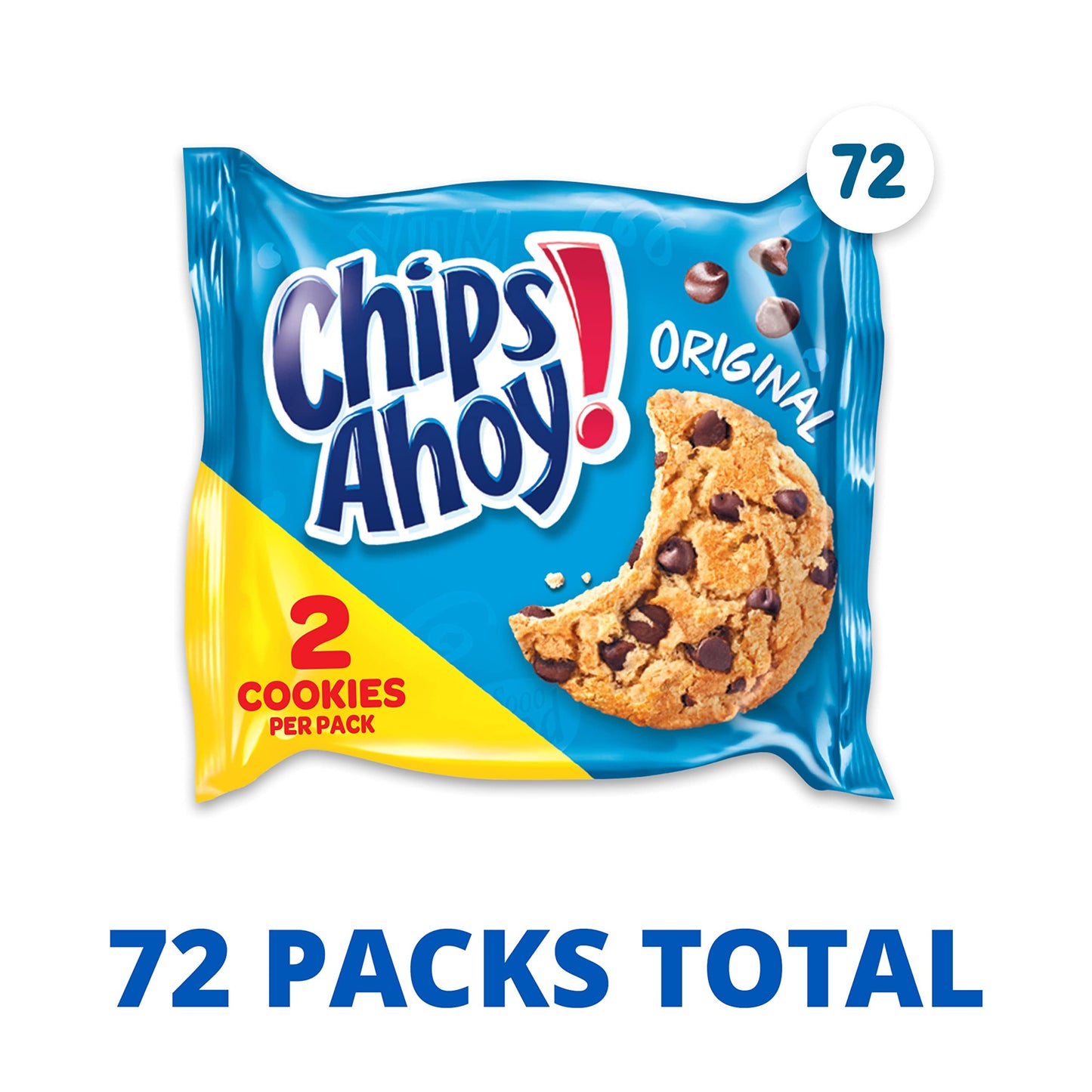 Chips Ahoy! Original Chocolate Chip Cookies, 72 Snack Packs (2 Cookies Per Pack, 4 Boxes)