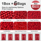 HUEBEATY 6-in-1 Red Edible Pearls Sugar Sprinkles for Cakes, Cookies, Cupcakes and Ice Cream Decorating | 180g/6.36oz | Christma