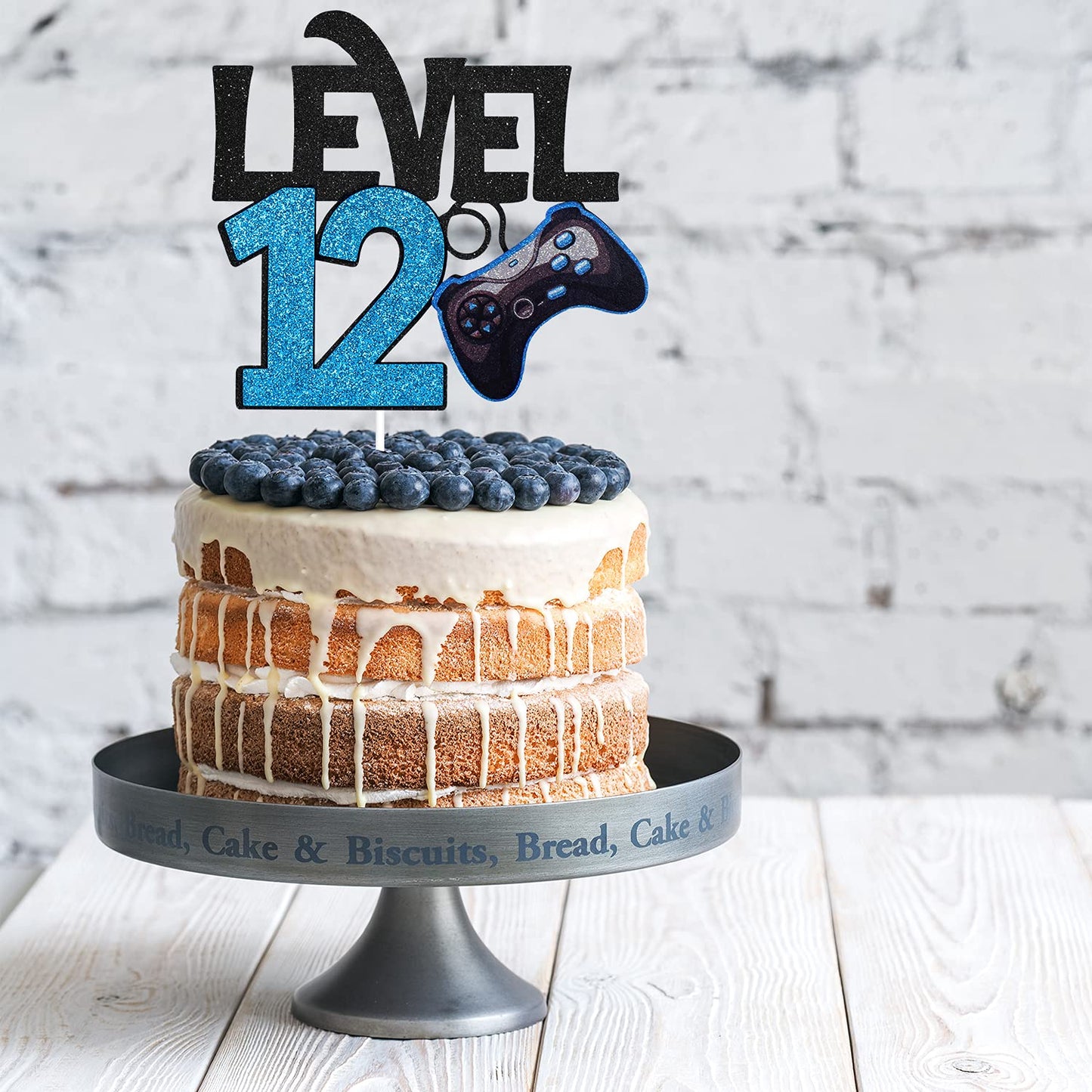 Level 12 Game Birthday Cake Topper - Video Game Boys 12Th Birthday Level Up Party Blue Cake Supplies - Game On Winner Gaming Party Decorations