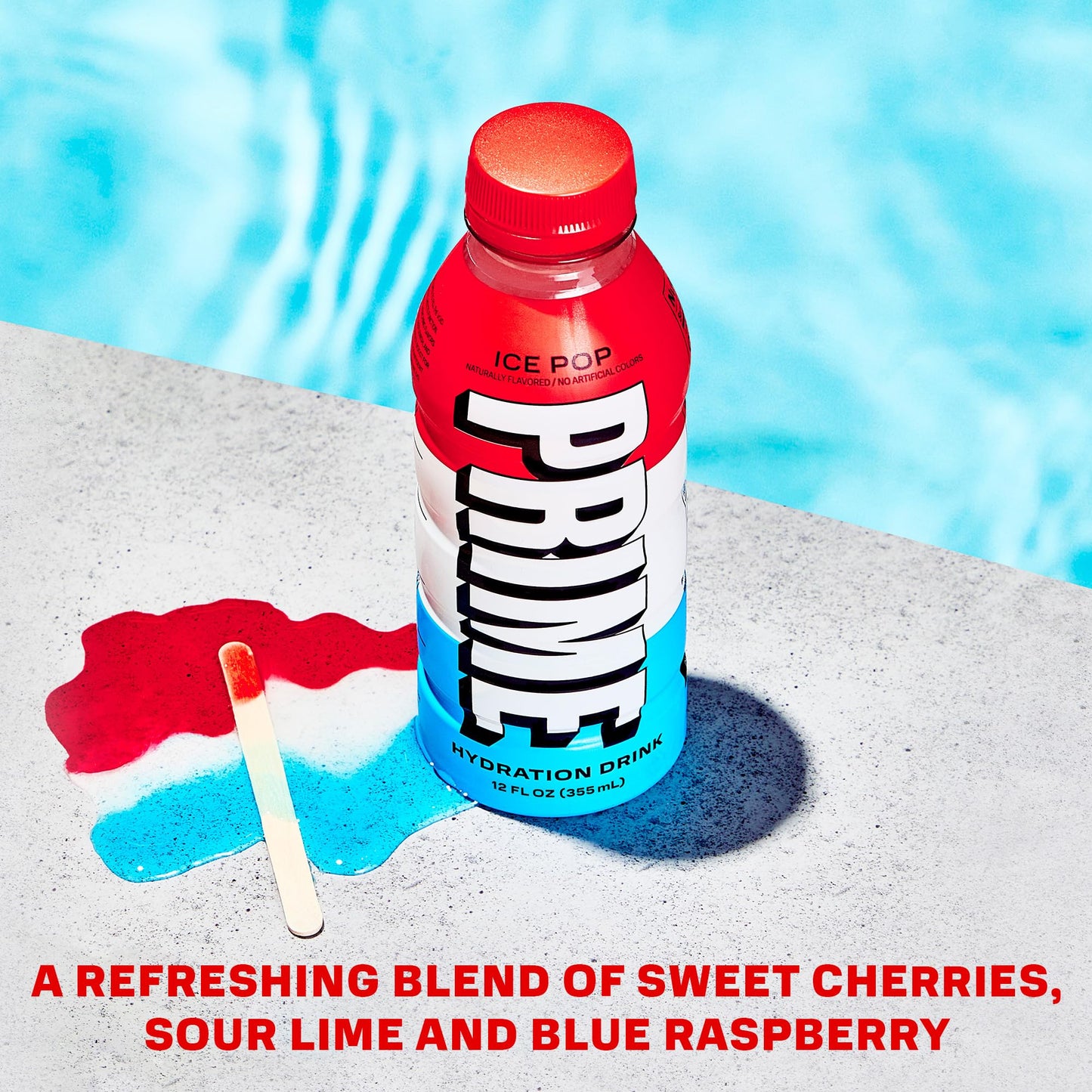 PRIME HYDRATION Sports Drinks - Ice Pop & Strawberry Banana, Electrolyte Enhanced, 250mg BCAAs, 12 Fl Oz (Pack of 24)
