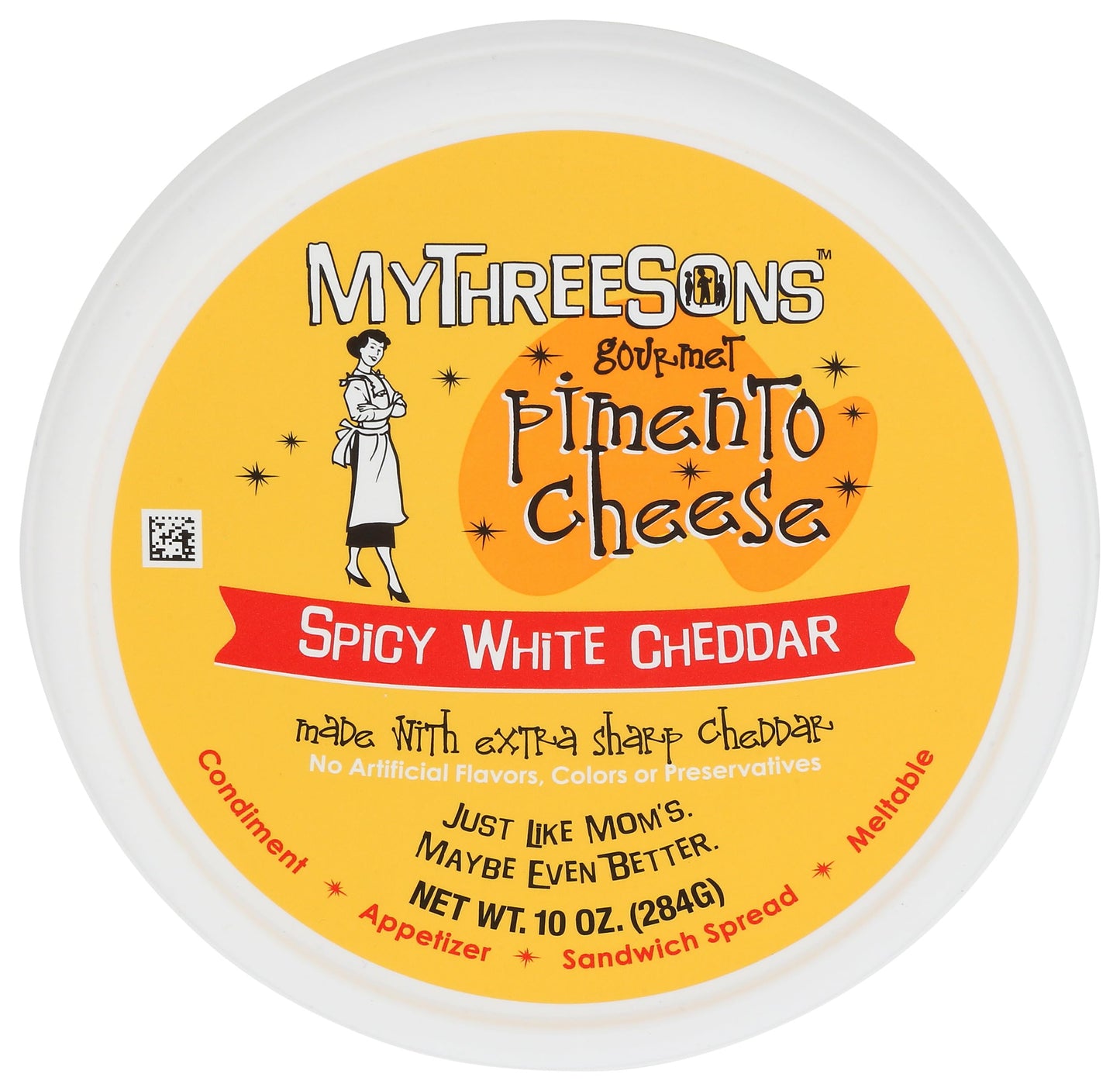 Mythreesons Spicy White Cheddar Pimento Cheese, 10 Oz