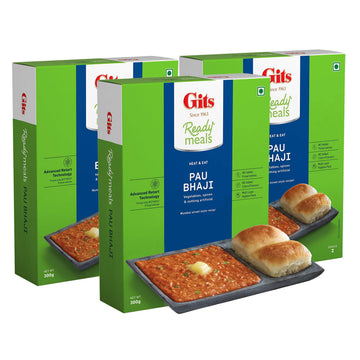 Gits Ready To Eat Pav Bhaji, Pure Veg, Heat And Eat, Microwaveable, 900G (Pack Of 3, 300Gm Each)