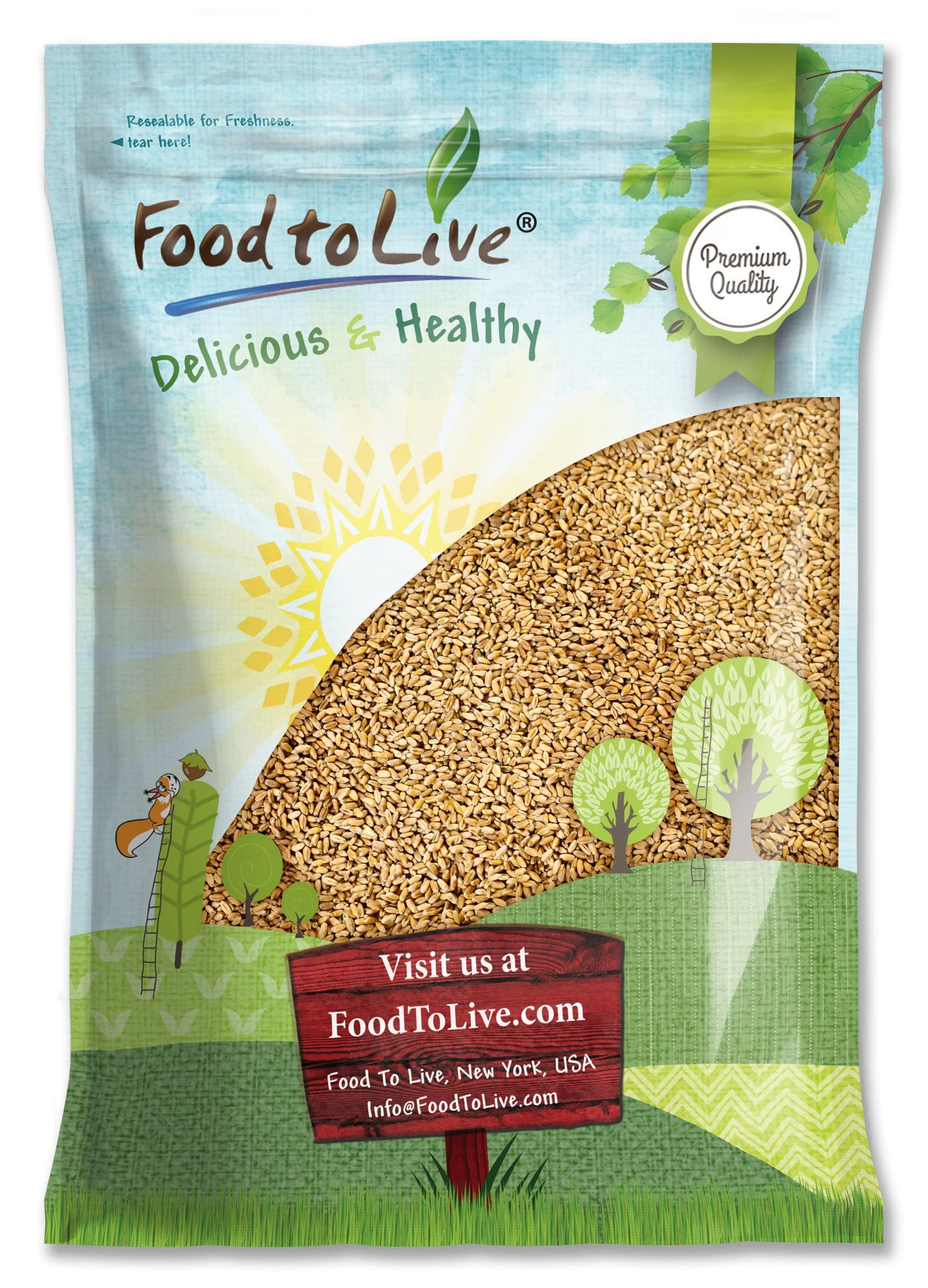 Food to Live Hard Red Wheat Berries, 15 Pounds - Sprouting for Wheatgrass, Kosher, Raw, Vegan, Bulk