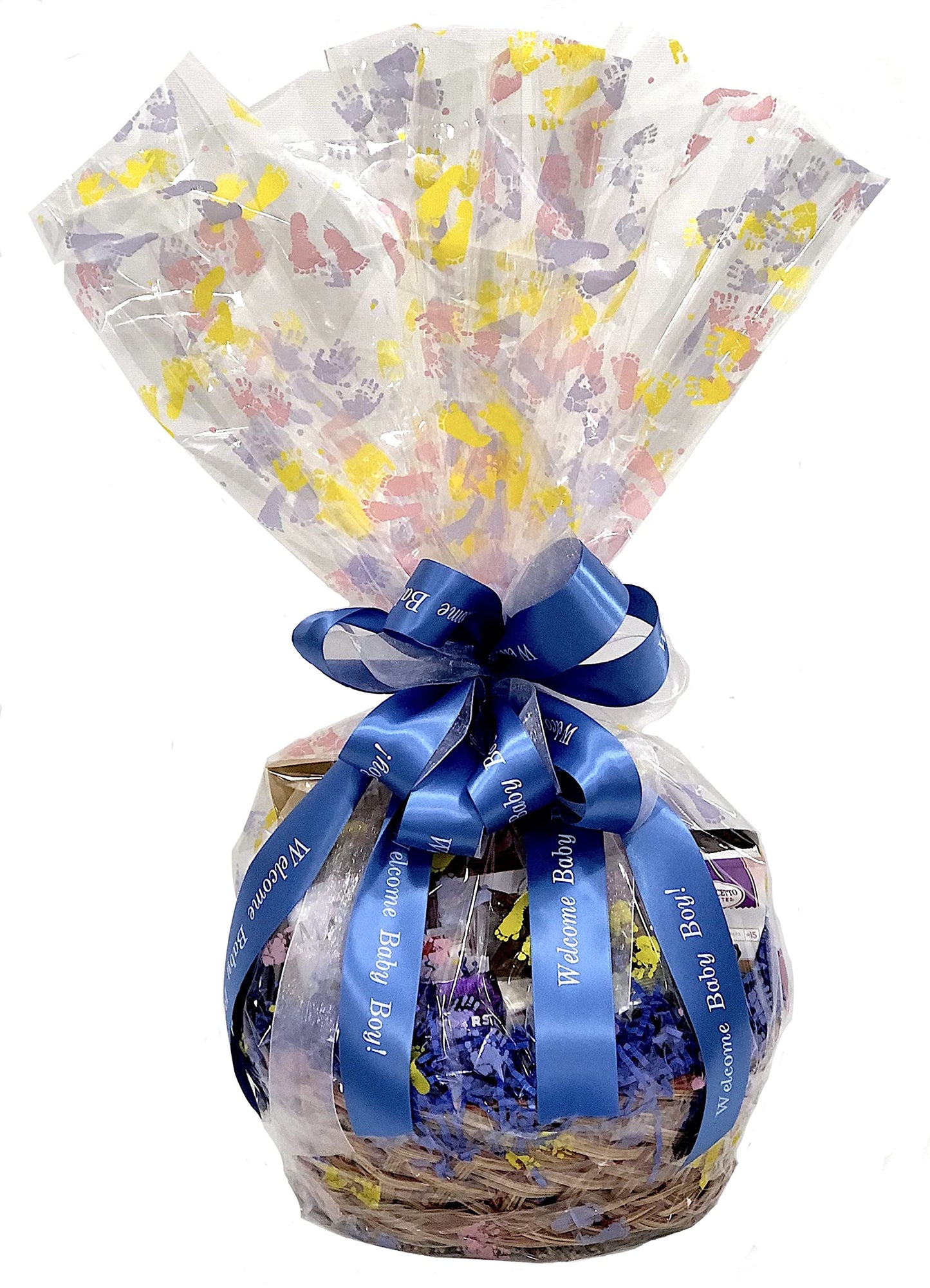 Gifts of Gourmet Hand-Crafted 22 Piece Chocolate Gift Basket - Customizable Gourmet Treats, Standard Size, Baby Prints (Boy)