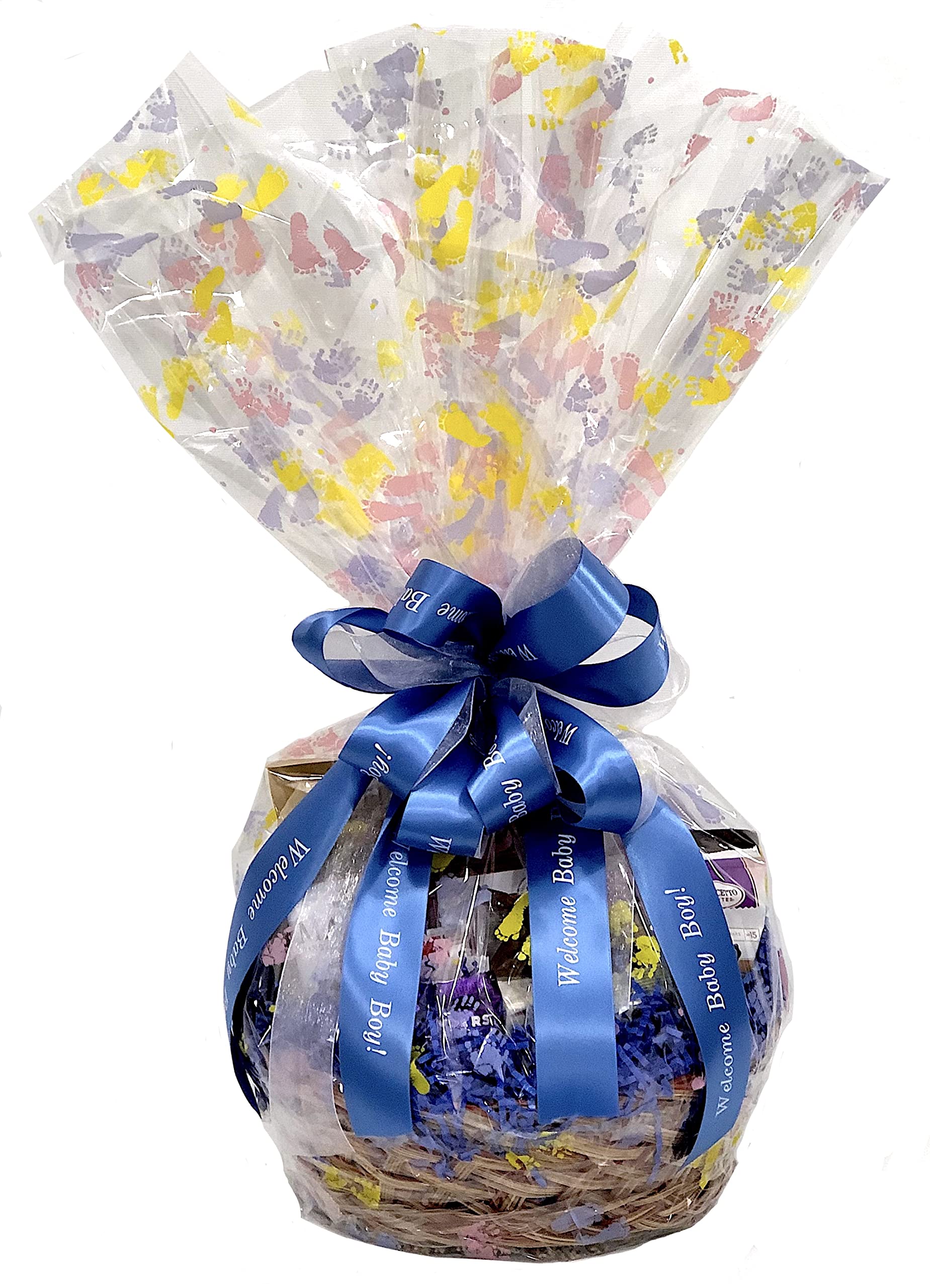 Gifts of Gourmet Hand-Crafted 22 Piece Chocolate Gift Basket - Customizable Gourmet Treats, Standard Size, Baby Prints (Boy)