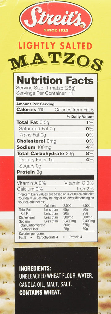 Streits Matzo, Lightly Salted, 11-Ounce Box (Pack Of 8)