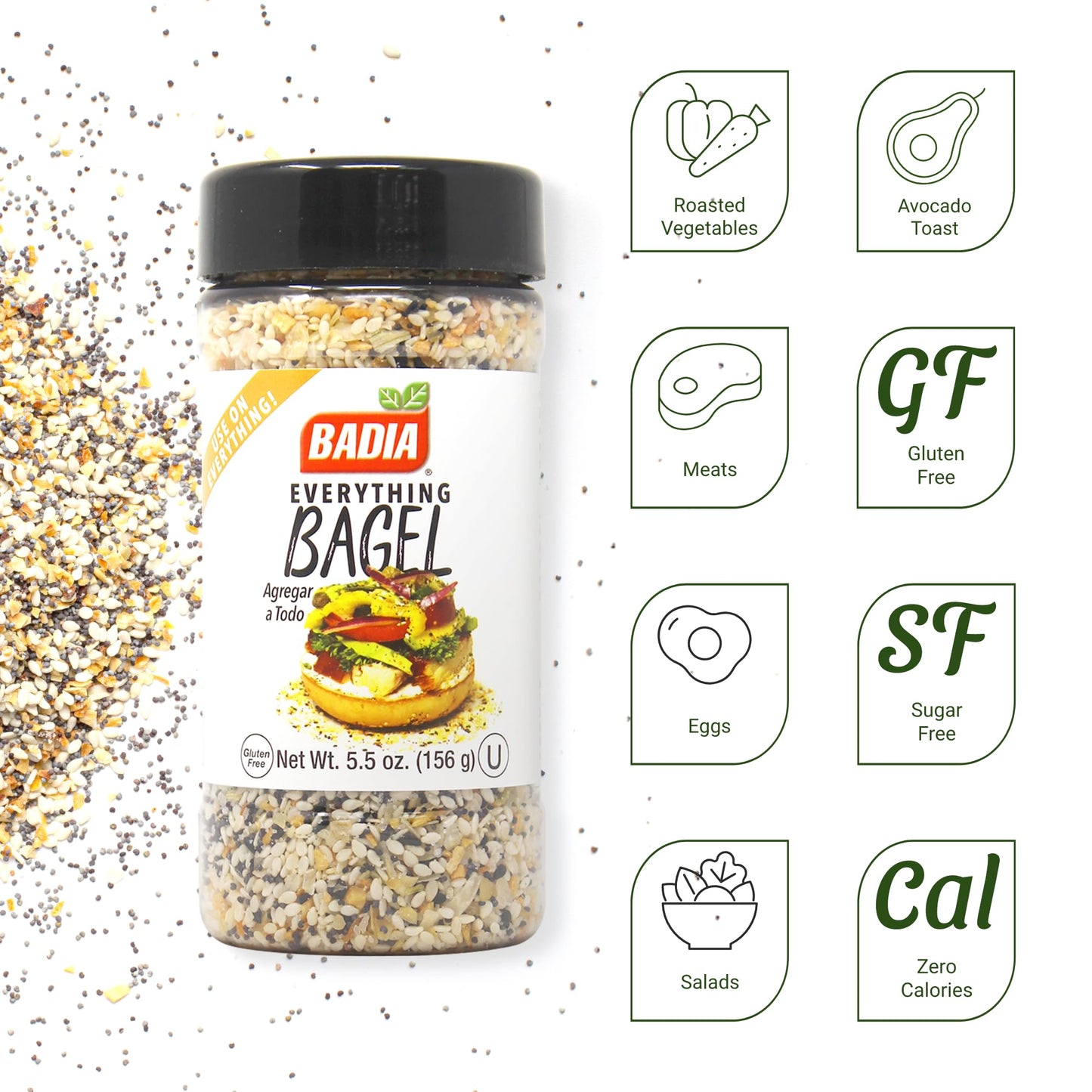Badia Everything Bagel Mix Seasoning, 5.5 Ounce Bottle