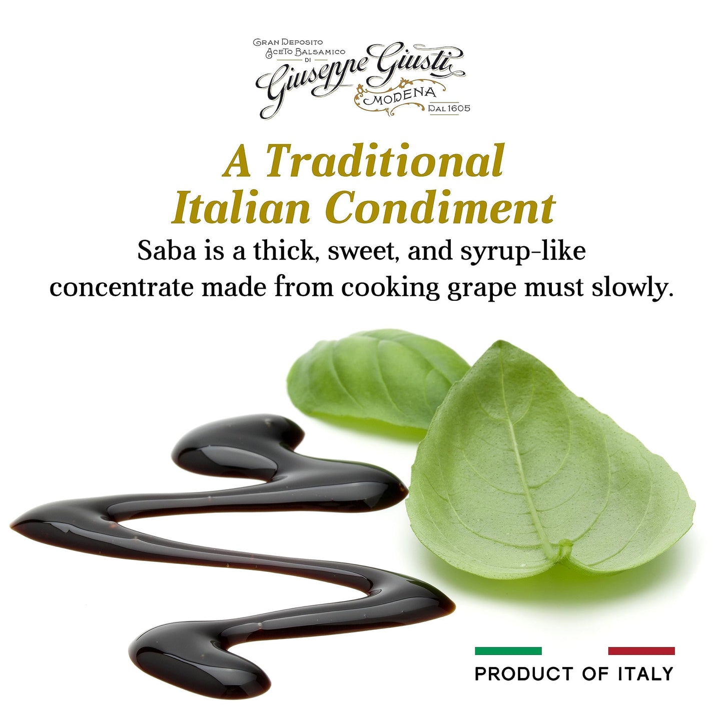 Giuseppe Giusti Saba - Italian Saba Cooked Grape Must Made In Modena, Italy - Gourmet Gift, Sweet And Fruity Flavor, 250Ml Bottl