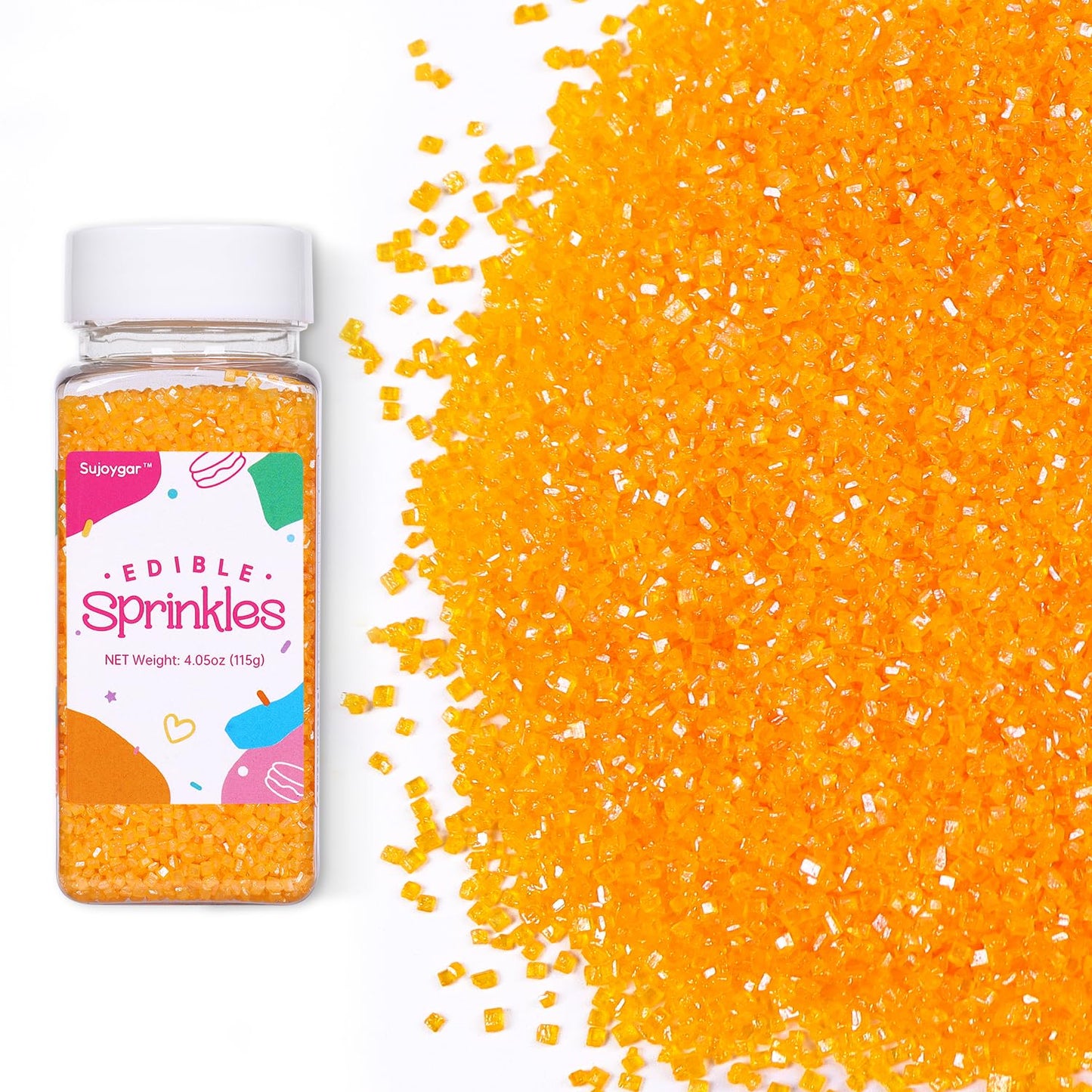 Yellow Sprinkles for Cake Decorating, 4.02oz Yellow Sanding Sugar Sprinkles, Edible Glitter Sprinkles for Cupcake Toppers Baking