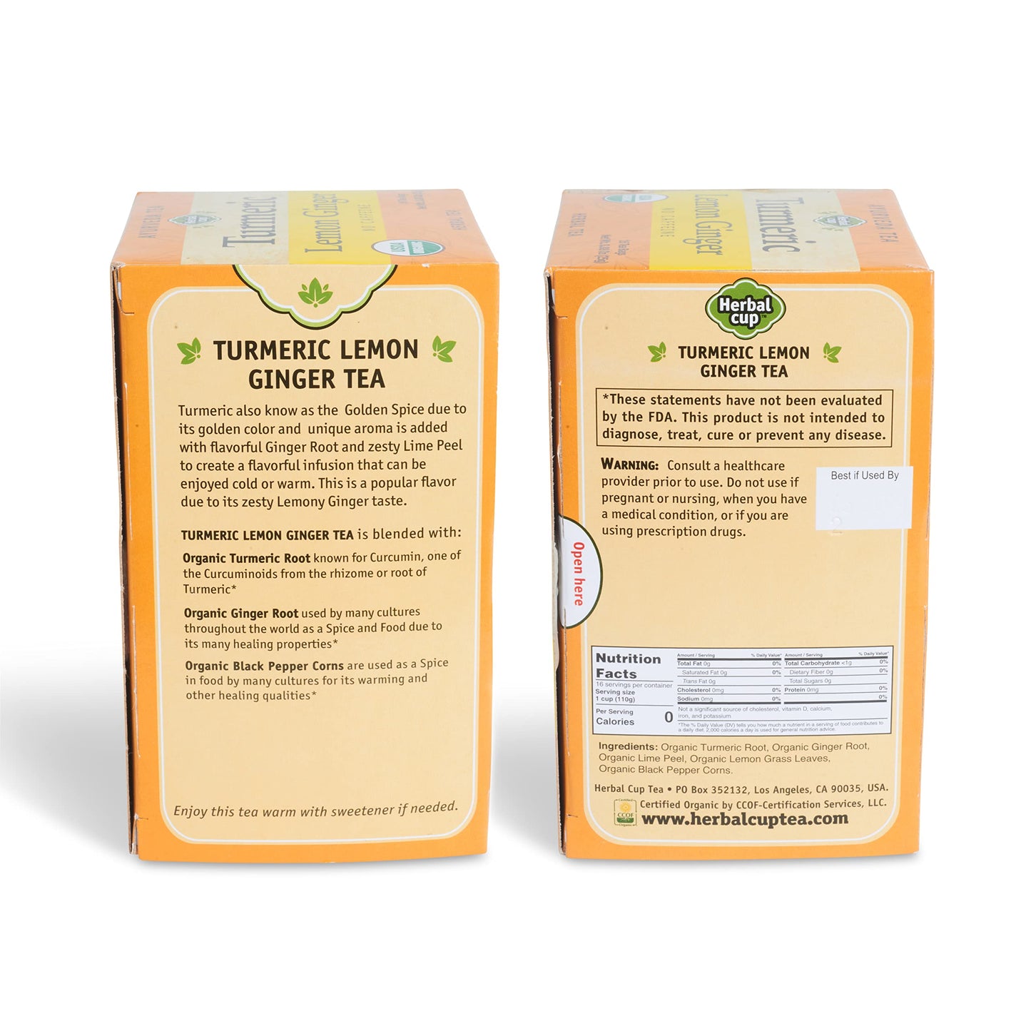 Herbal Cup Turmeric Tea - Organic Lemon Ginger Herbal Tea, Caffeine-Free, 16 Count (Pack of 1)