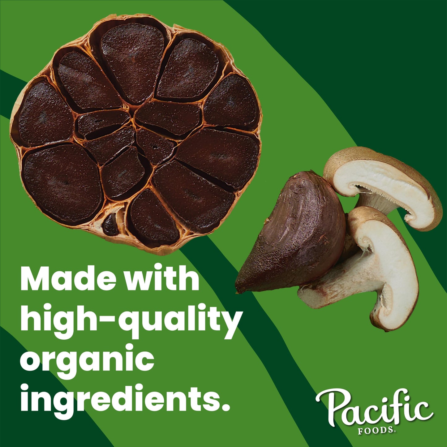 Pacific Foods Organic Chicken Bone Broth with Black Garlic & Shiitake Mushroom, 32 oz Carton, Pack of 12