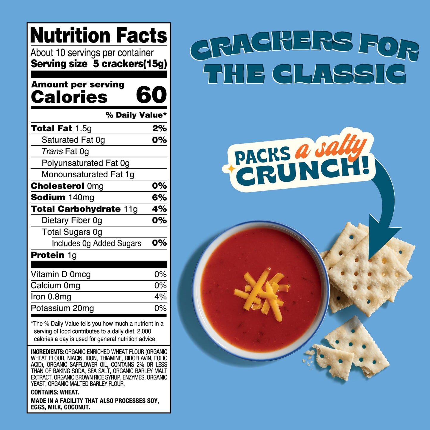 Back to Nature Organic Saltine Crackers, Non-GMO Vegan Snack, 5.5 oz Box